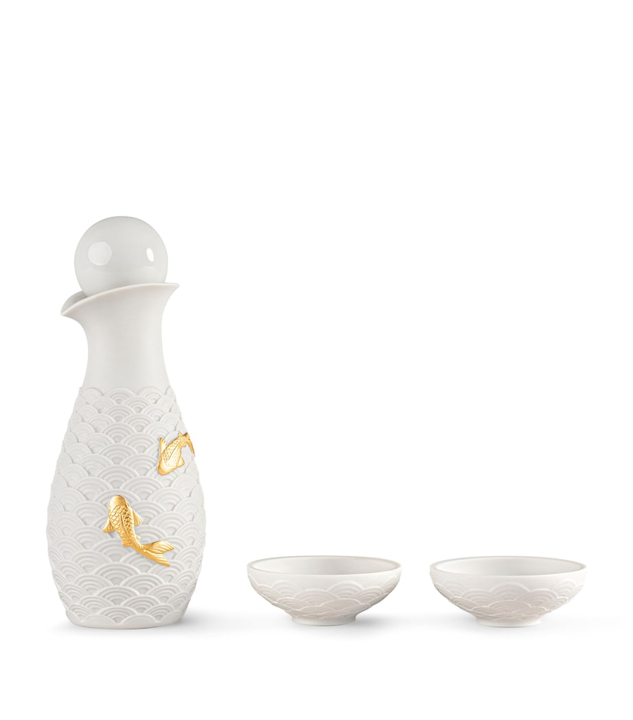Lladró Porcelain Koi Soya Set White & Gold Image 1
