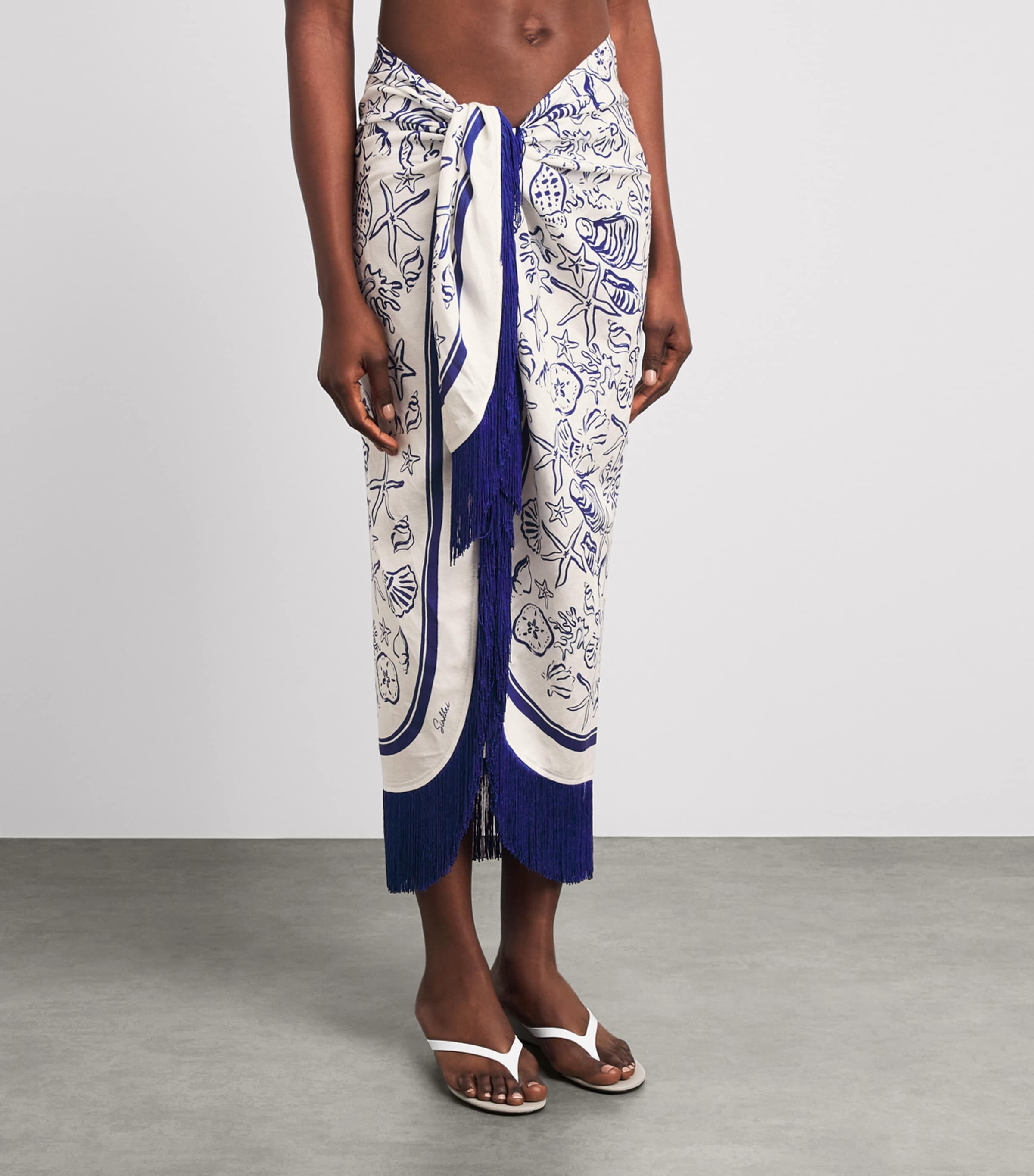 Simkhai Womens Linen-Blend Russo Pareo Blueberry Multi Image 4