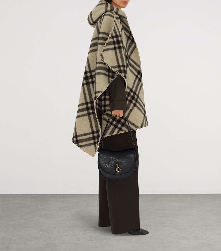 Wool Reversible Check Hooded Cape CANDLE Image 3