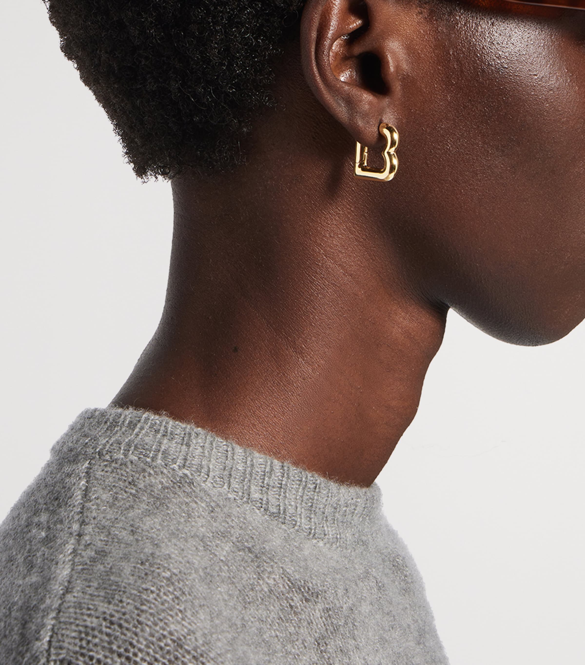 Balenciaga XS B Hoop Earrings Image 2