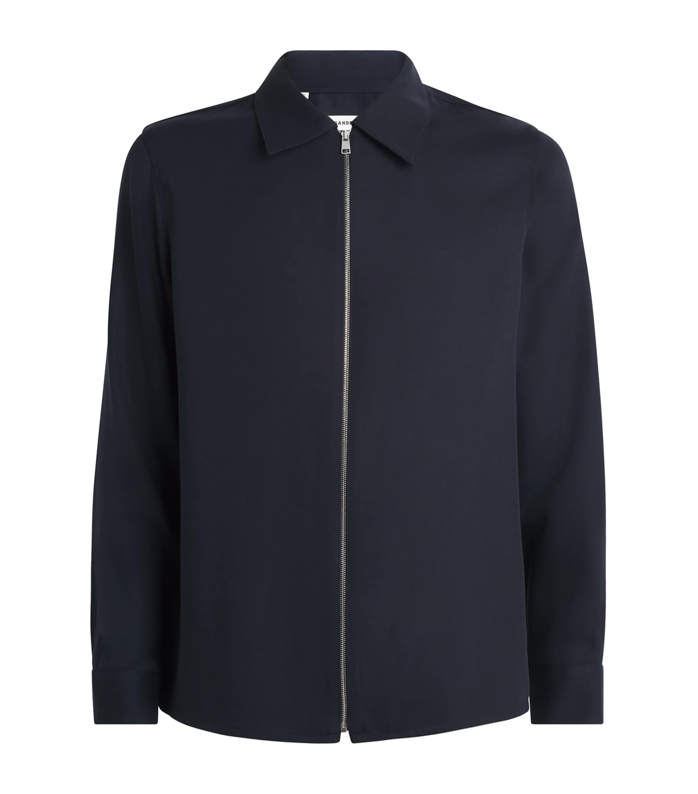 Sandro Zip-up Shirt In Blue