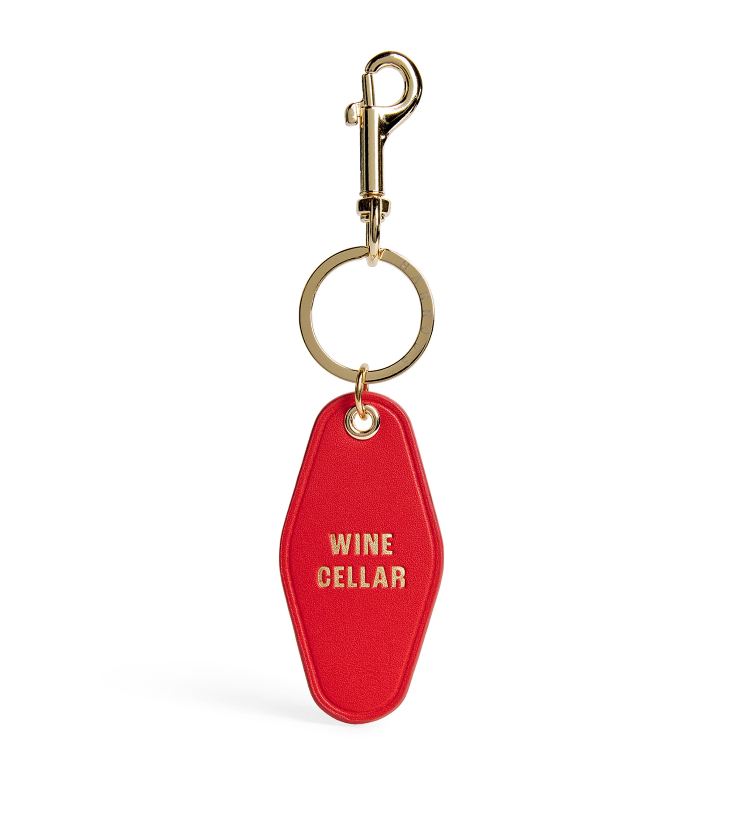 Harrods Leather Wine Cellar Keyring In Burgundy