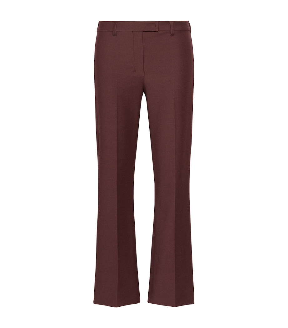 Max Mara Womens Cotton-Blend Flared Trousers Bordeaux Image 1