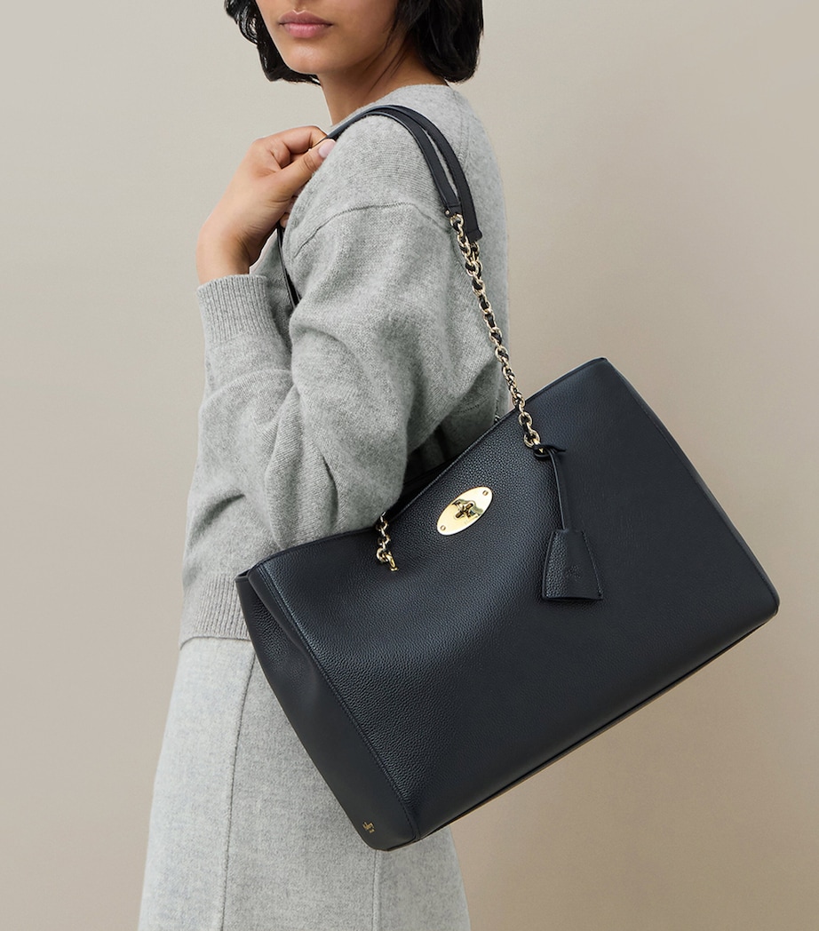 Small Leather Lily Chain Tote Bag BLACK Image 5