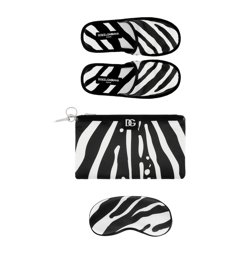 Zebra Slippers and Sleep Mask Travel Set UZ014-ZEBRA BCO/NERO Image 1