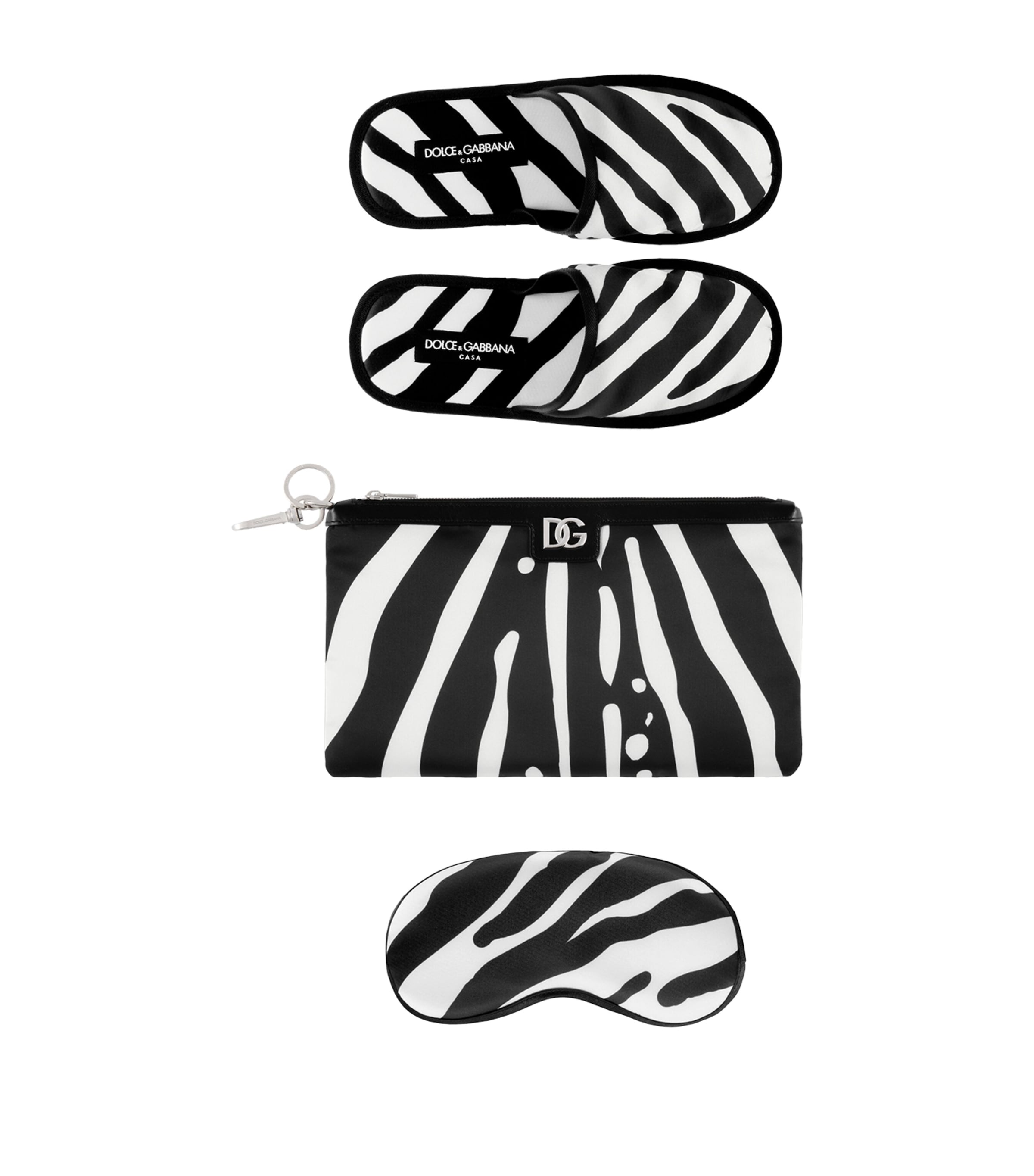 Dolce & Gabbana Casa Zebra Slippers and Sleep Mask Travel Set | Men Shoes | Slippers | Women Clothing | Nightwear | Sleep Masks | Women Shoes | Designers | Dolce & Gabbana
