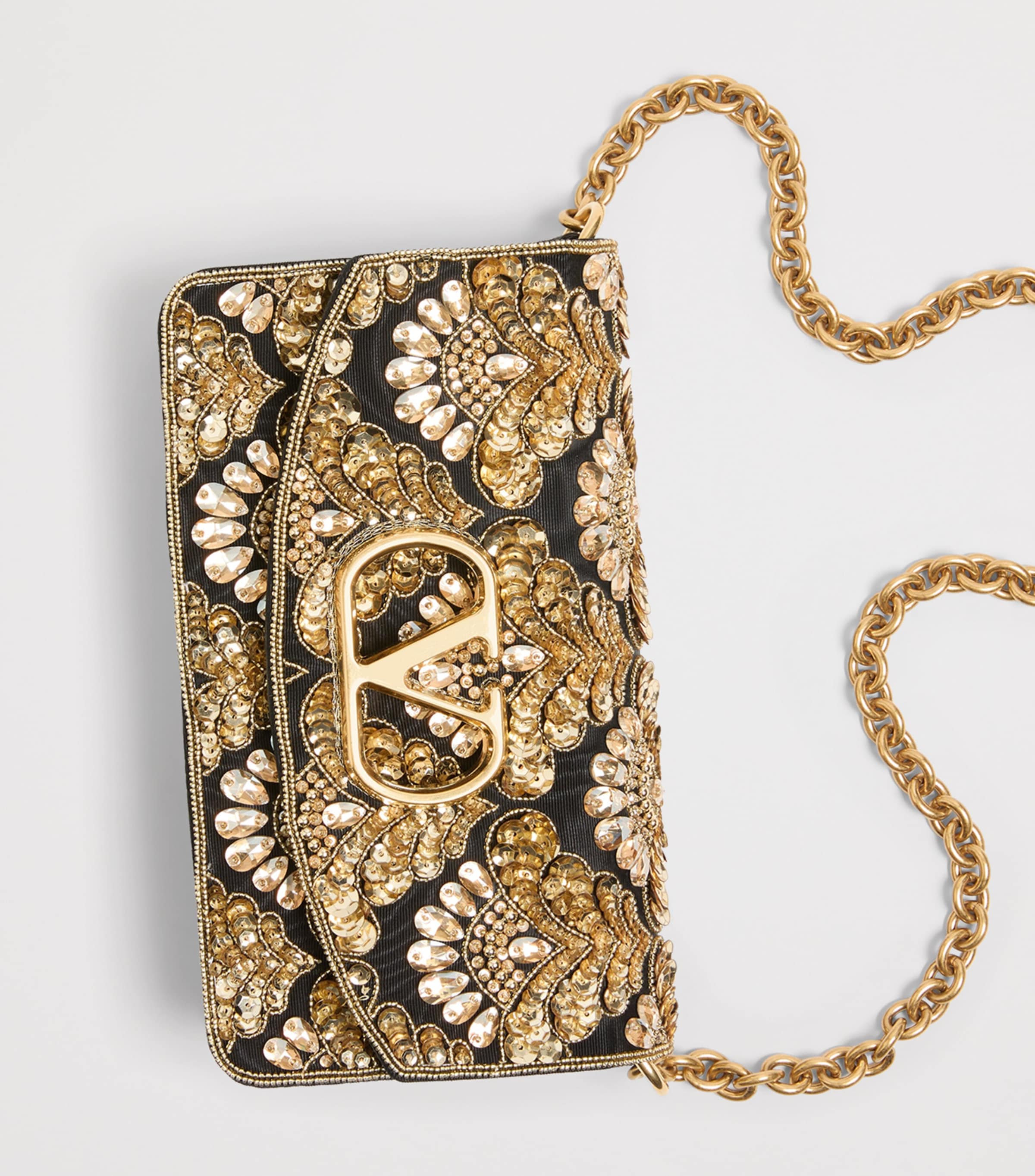 Valentino Garavani Small Embellished Vain Clutch Bag Image 6