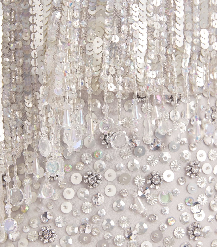 Jenny Packham Womens Embellished Iris Gown Snow Image 6