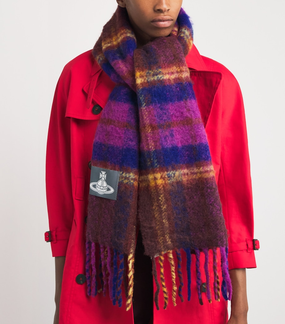 Alpaca-Blend Tartan Scarf J401 PURPLE Image 2