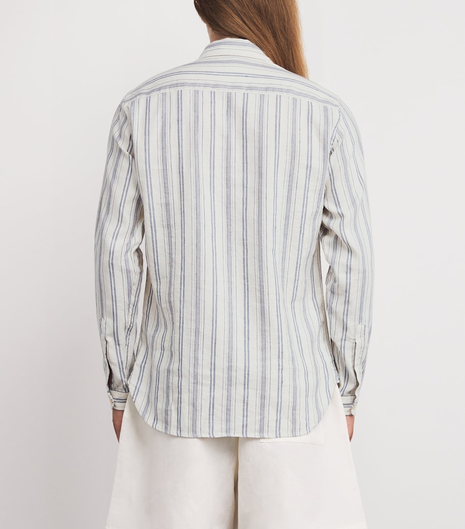 Linen Cotton-Blend Stripe Shirt WHITE/BLUE Image 4