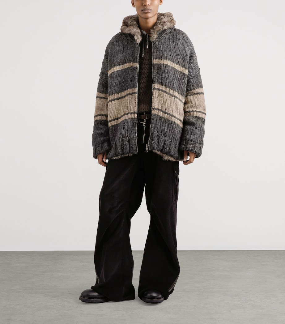 Wool Fur-Trimmed Hoodie N9831-GRIGIO/TORTORA Image 2