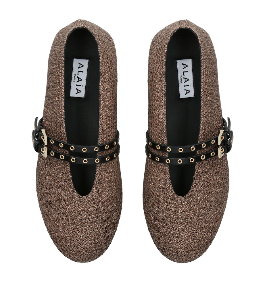 Alaïa Raffia-Leather Ballet Flats Brown Image 4