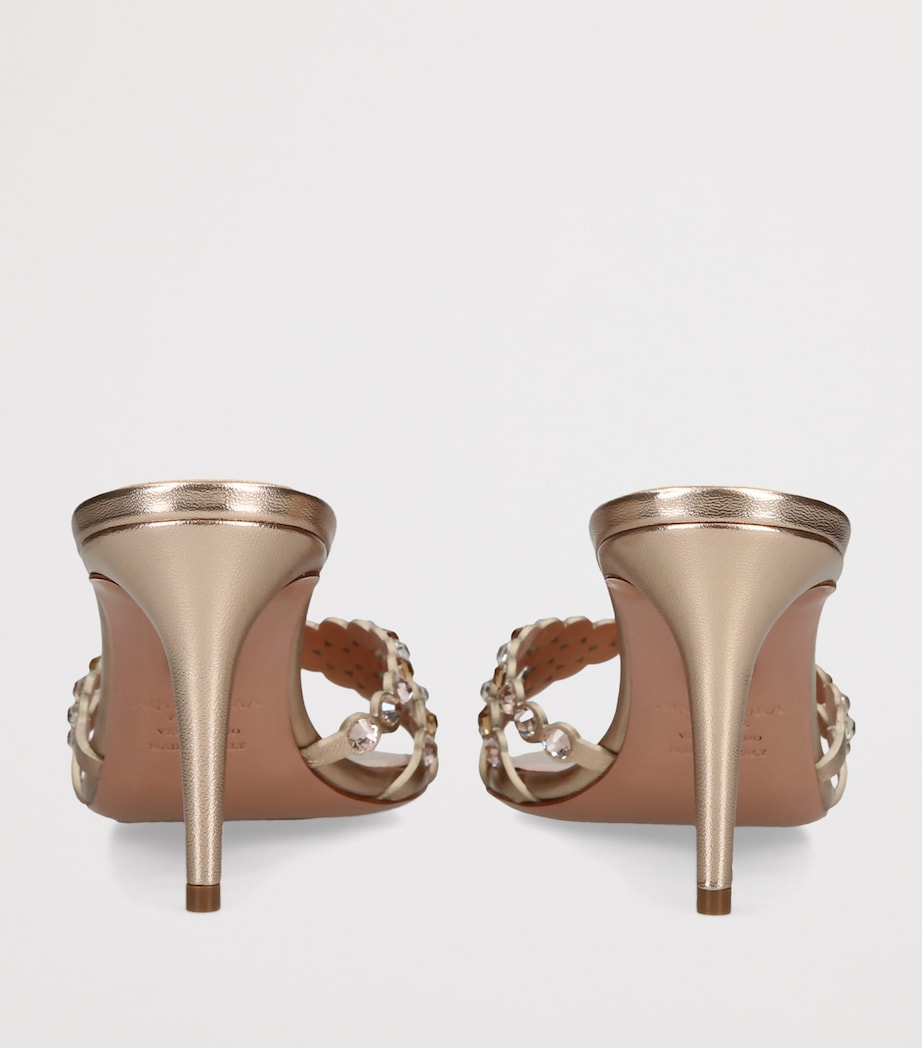 Aquazzura Metallic Leather Embellished Tequila Mules 75 Bronze Image 2