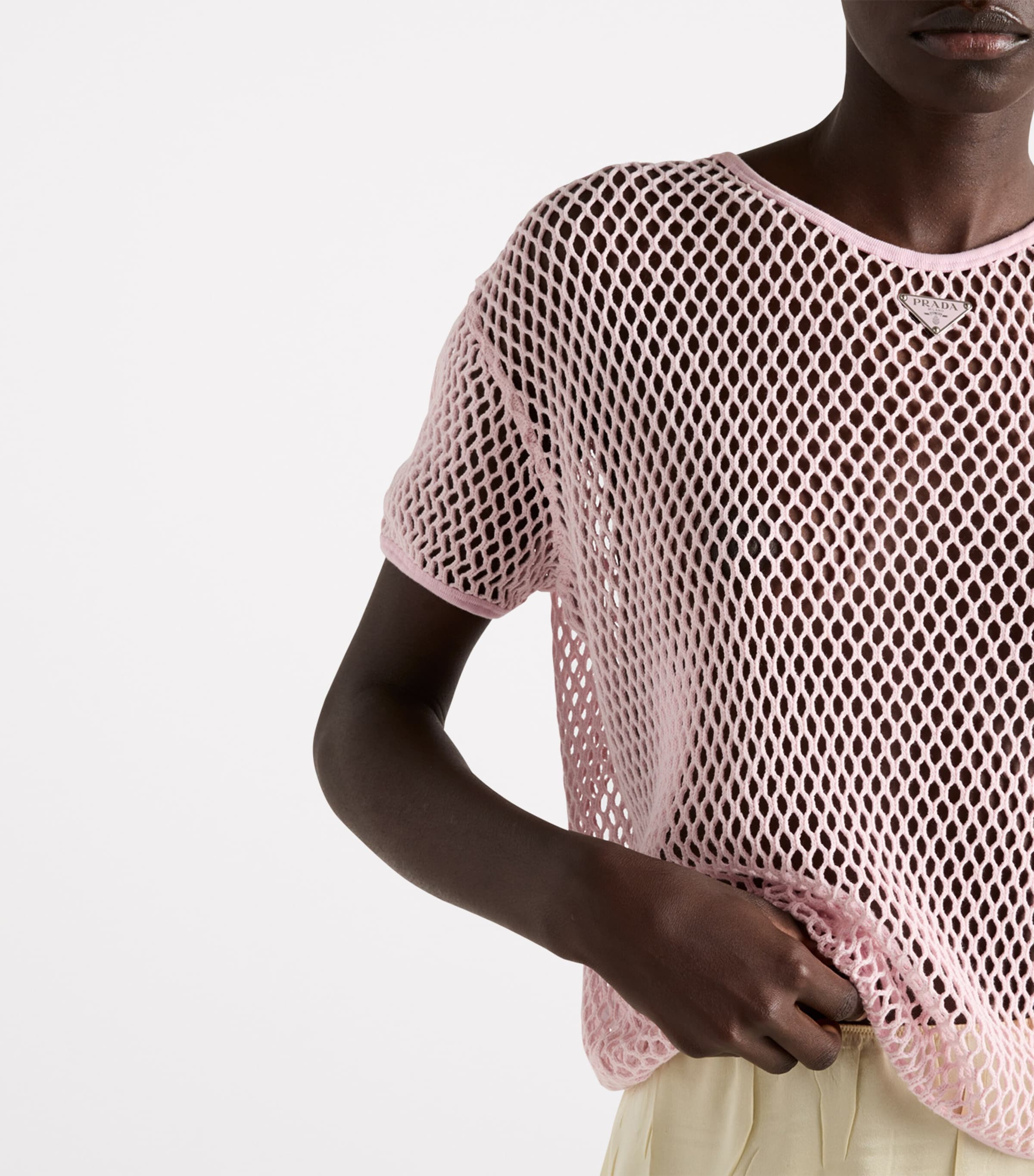 Prada Womens Cotton Mesh T-Shirt Image 6