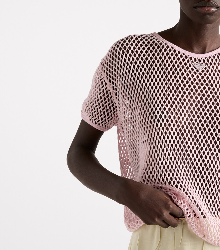 Prada Womens Cotton Mesh T-Shirt Image 6
