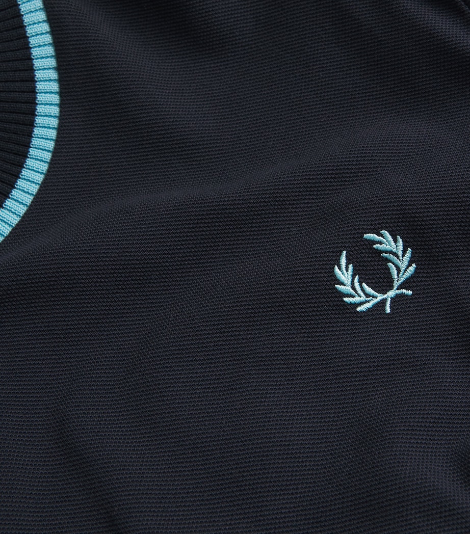 Cotton Piqué Knitted T-Shirt 311NAVY Image 5