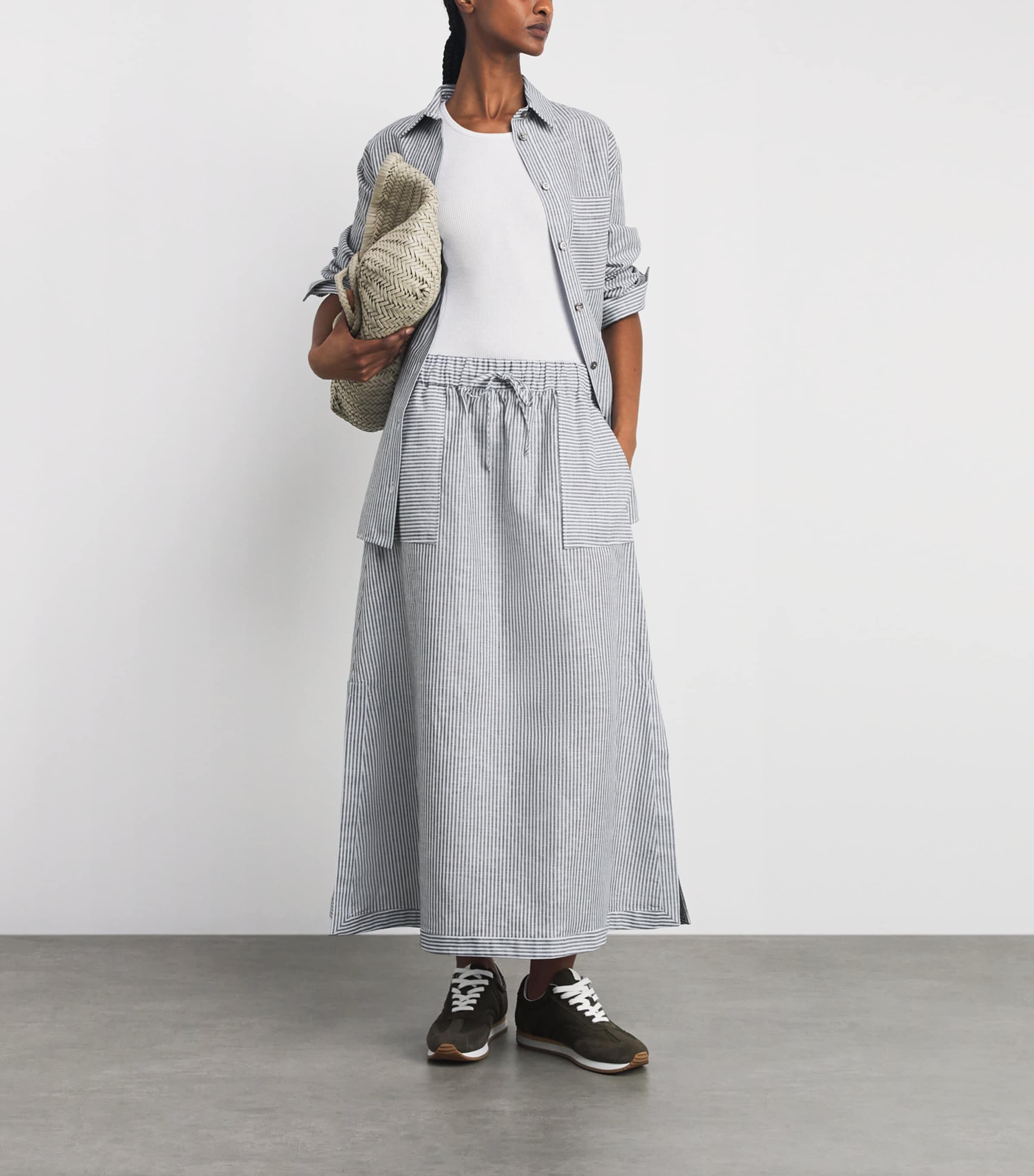 Striped Maxi Skirt 002 SKY BLUE Image 2