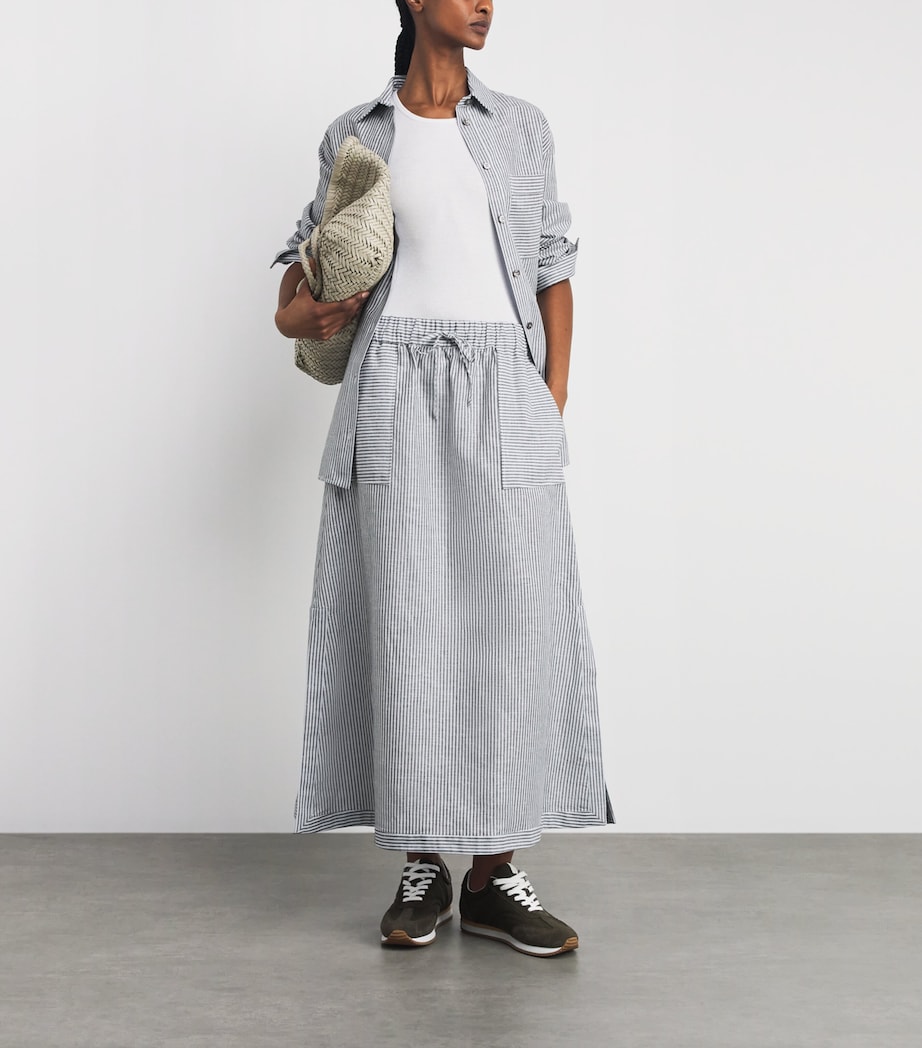 Striped Maxi Skirt 002 SKY BLUE Image 2