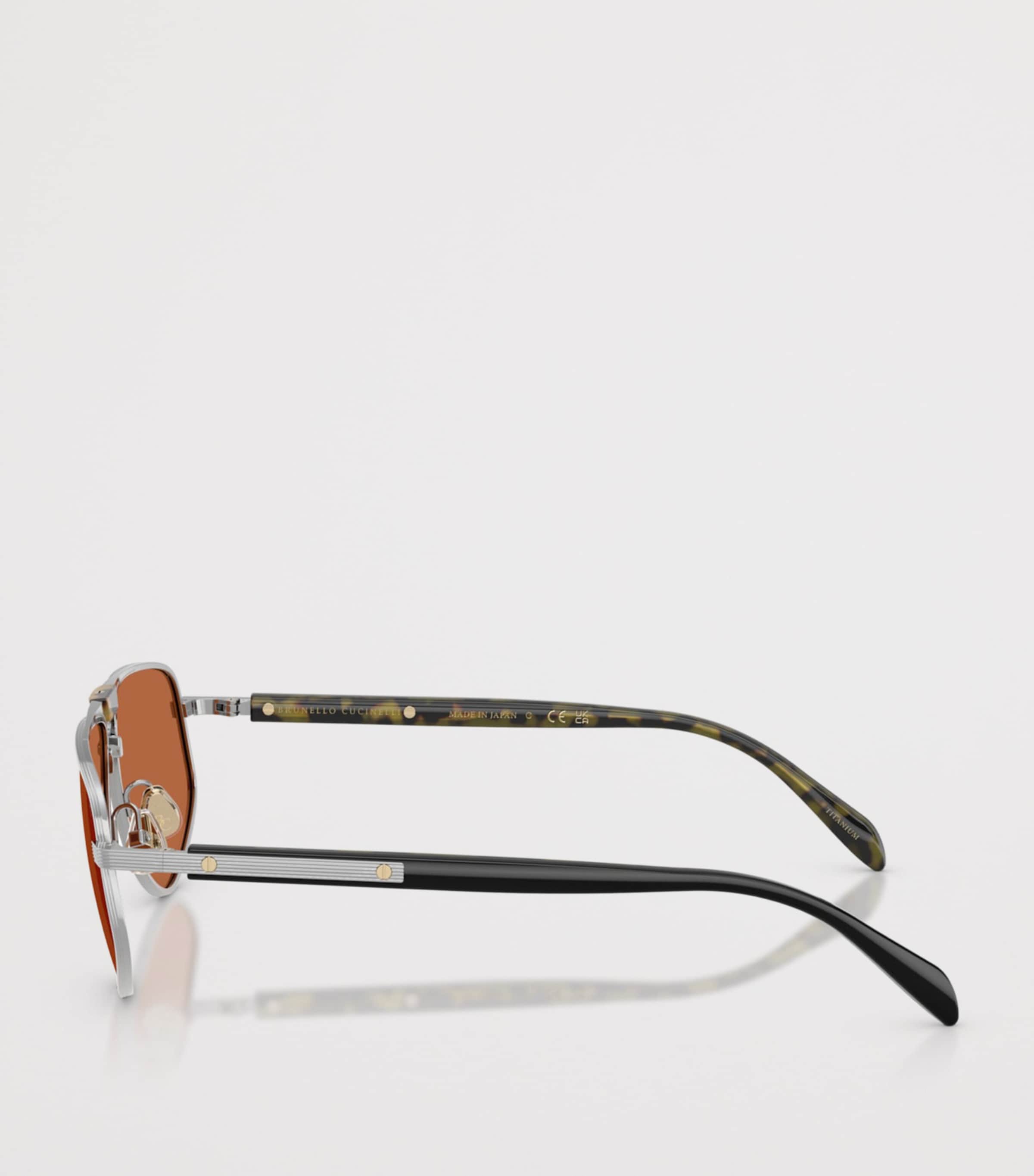 Brunello Cucinelli Titanium Dike Aviator Sunglasses Clear Image 3