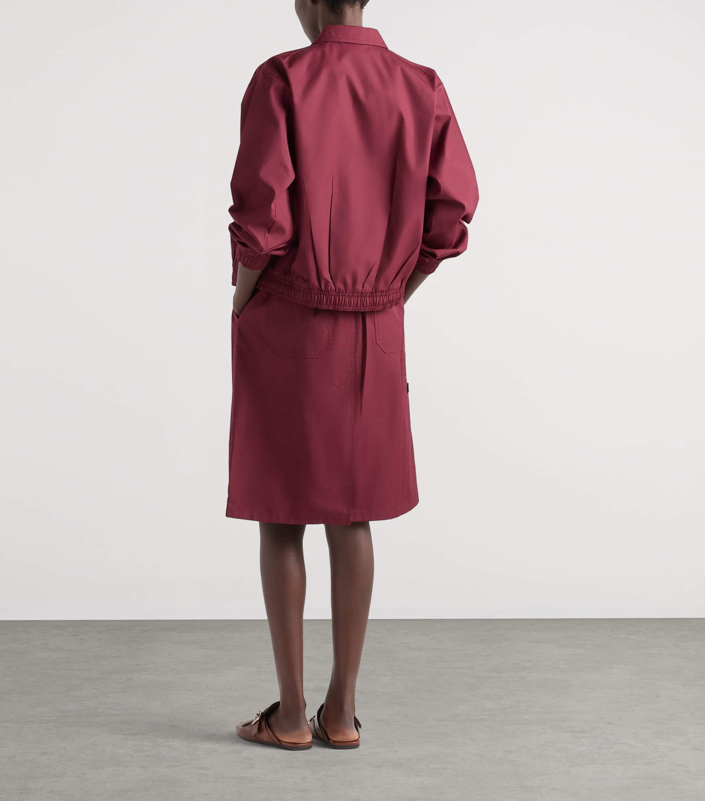 Prada Womens Poplin Logo Jacket Burgundy Image 4
