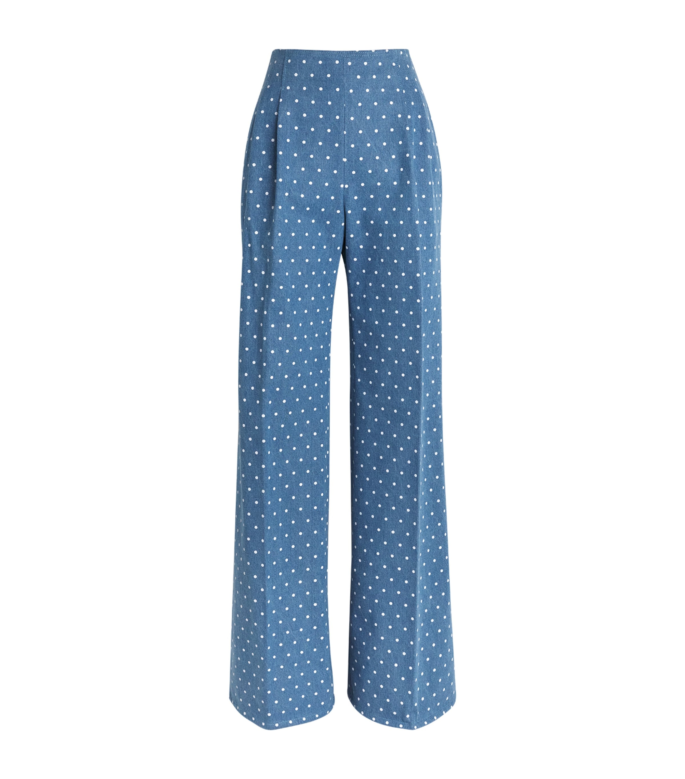 Carolina Herrera Womens Cotton Polka Dot Marisole Trousers Light Blue Image 1
