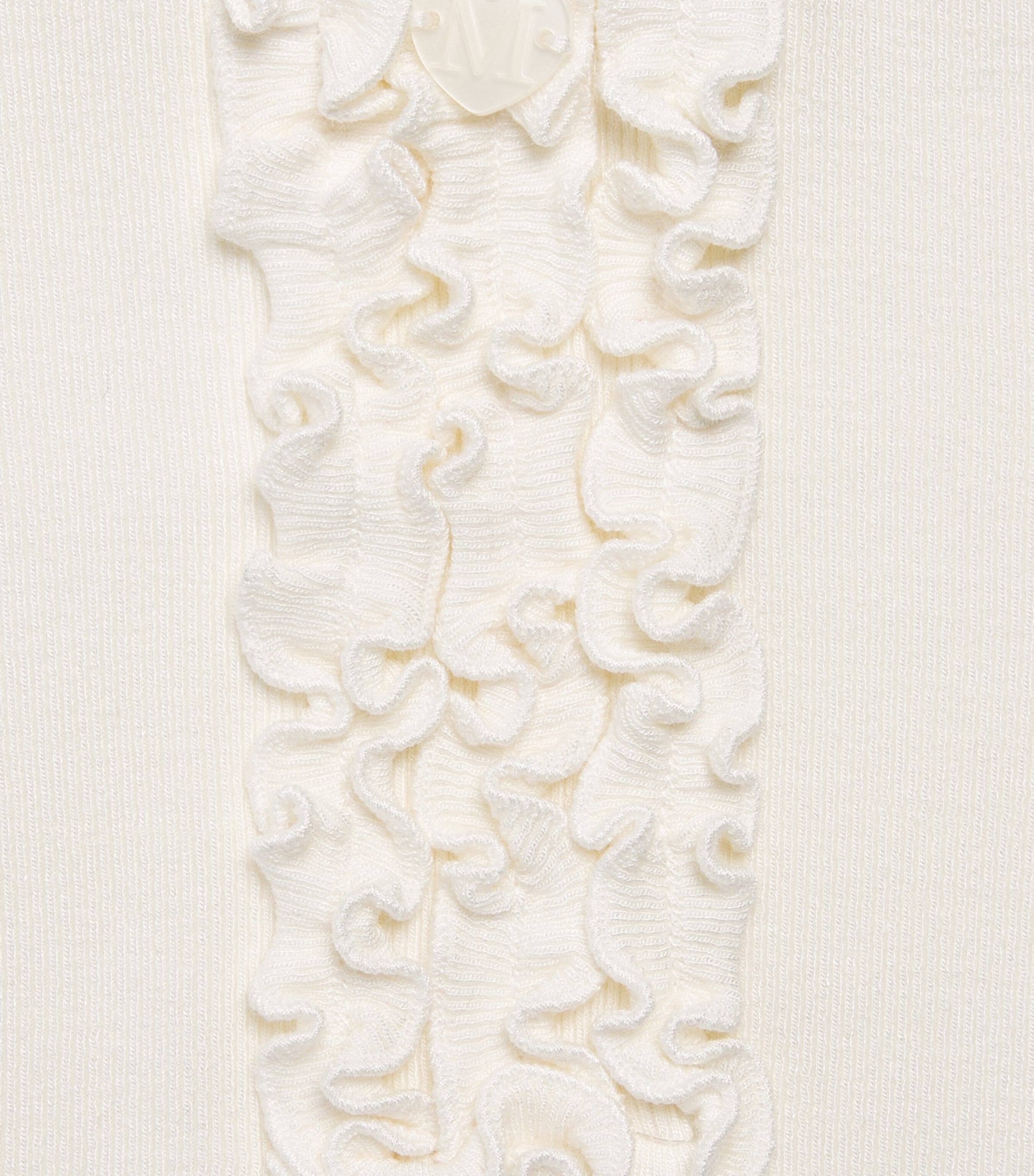 Monnalisa Ribbed Ruffle Rollneck Top (2-12 Years) Panna Image 3