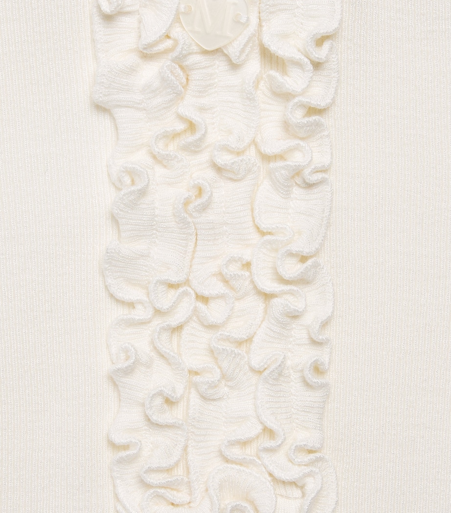 Monnalisa Ribbed Ruffle Rollneck Top (2-12 Years) Panna Image 3