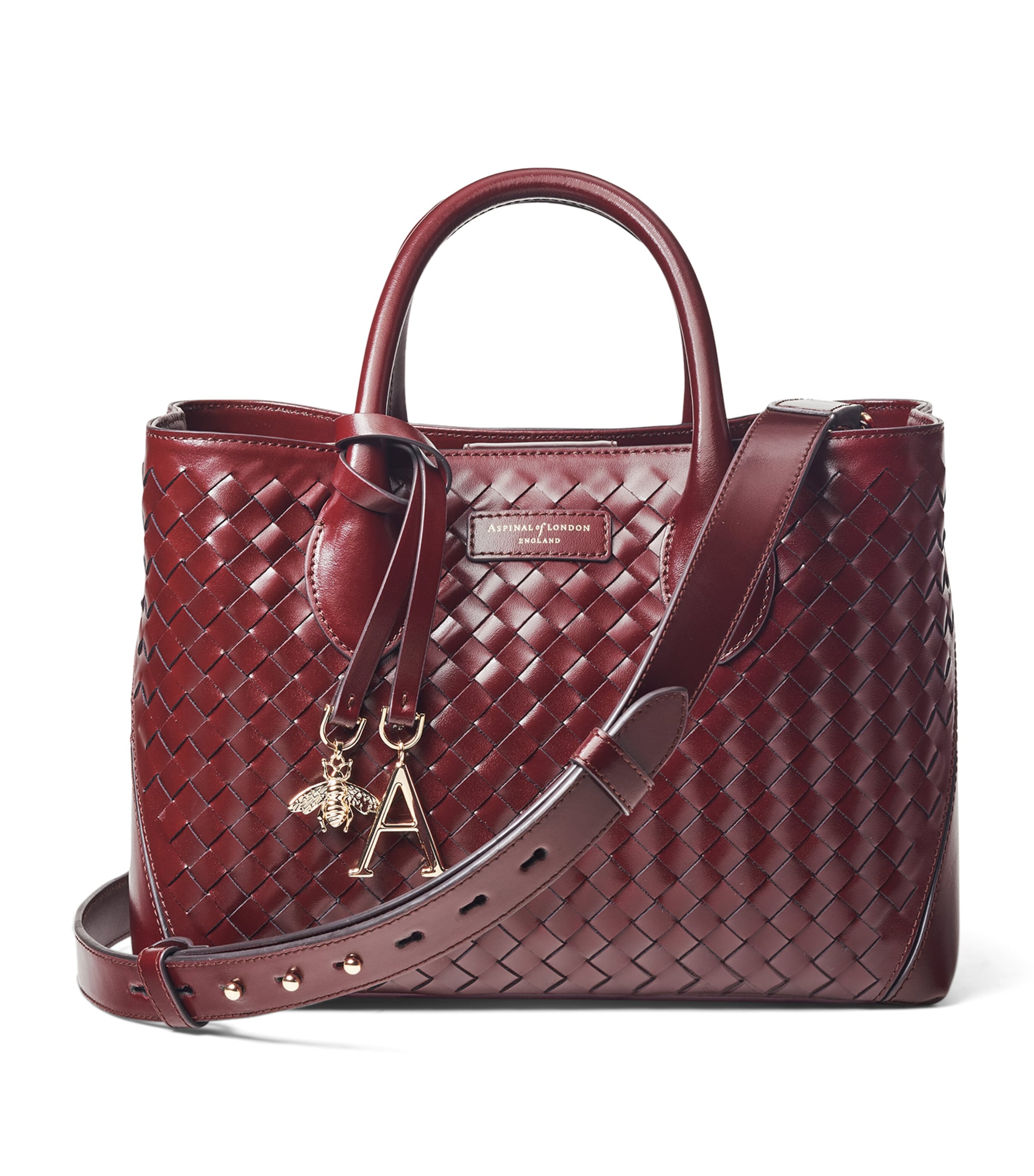Aspinal Of London Womens Burgundy Midi London Charm Leather Tote Bag In Burgundy