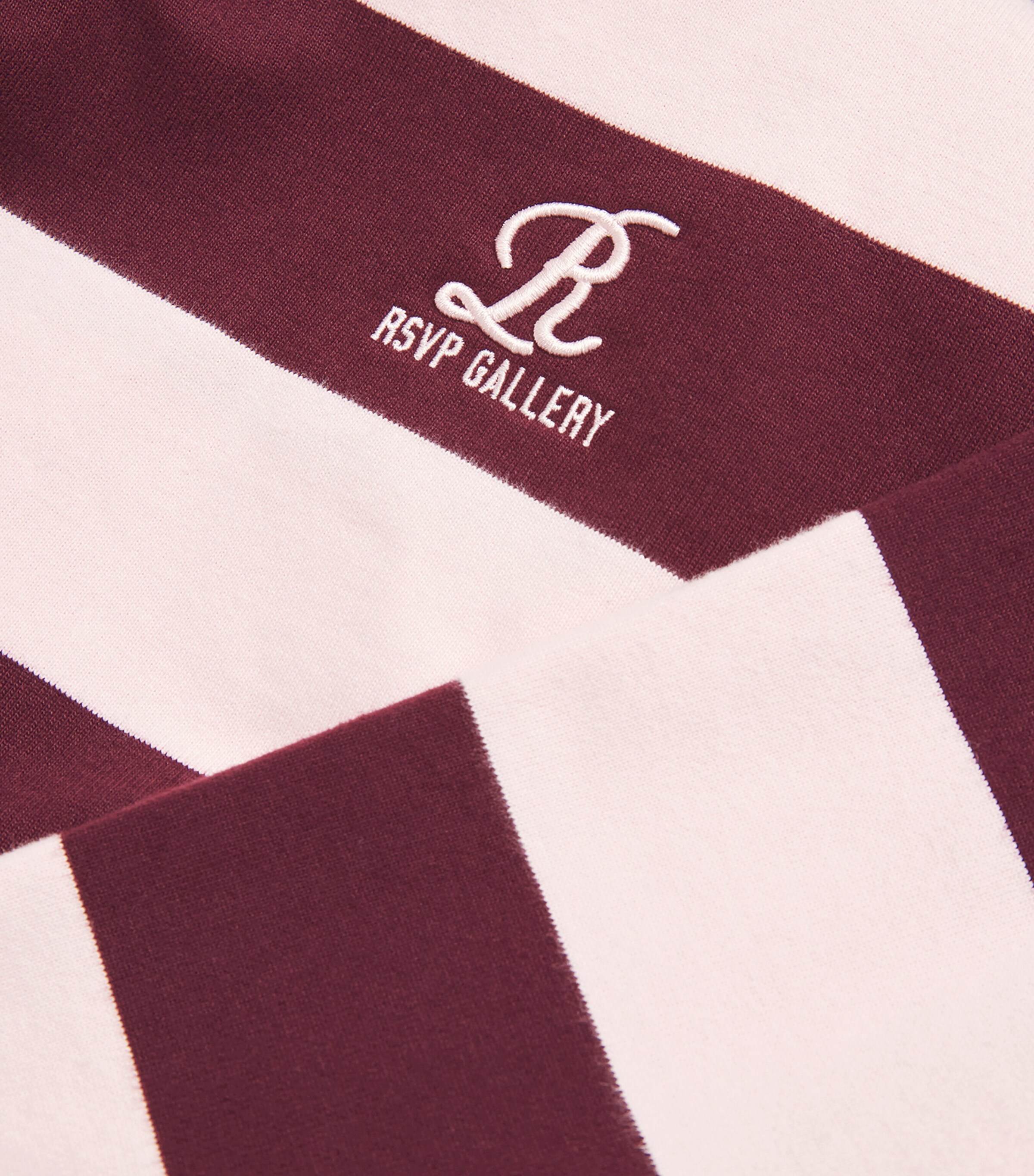 AGOLDE Mens x RSVP Gallery Cotton Rugby Shirt Pink/burg Image 5