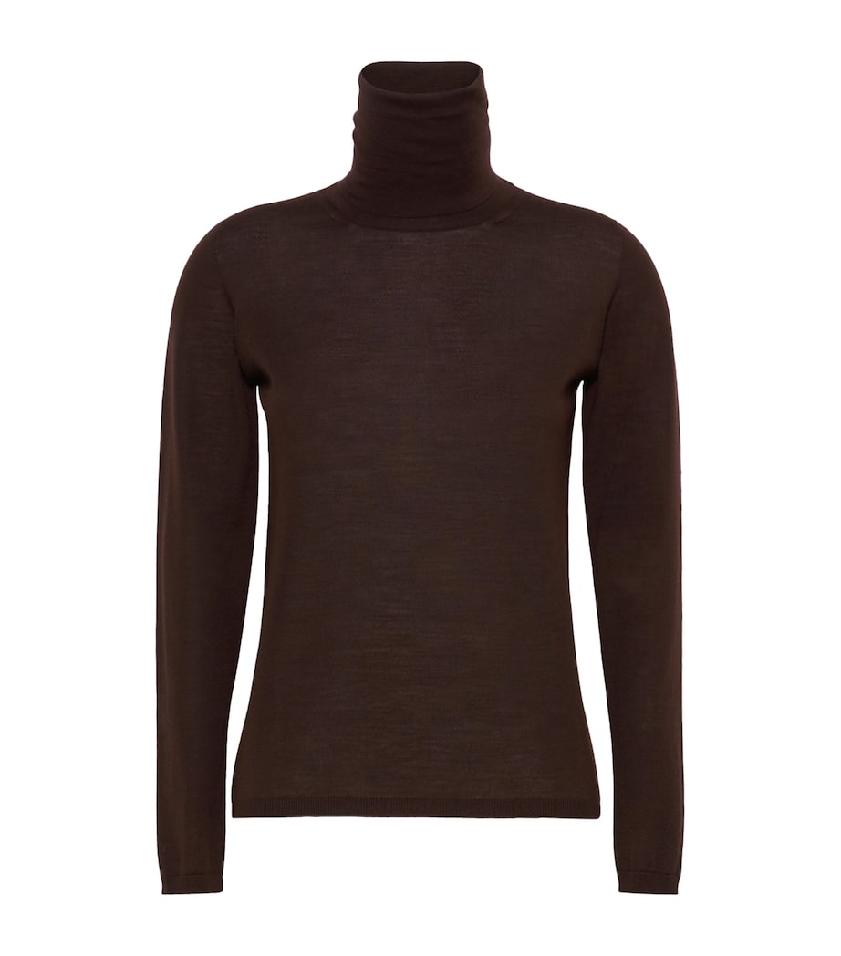 Max Mara Womens Virgin Wool Rollneck Sweater Dark Brown Image 1