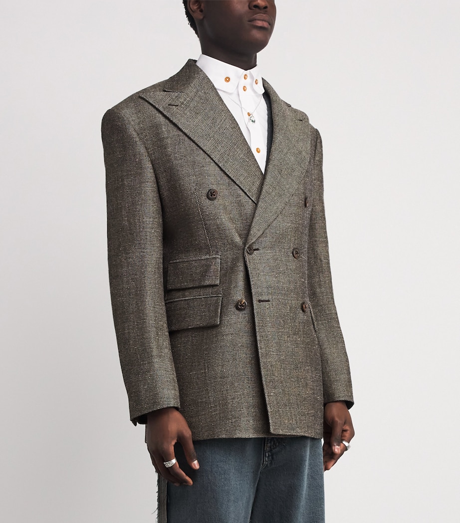 Linen-Virgin Wool Niesen Blazer C403 BLACK/BEIGE Image 3