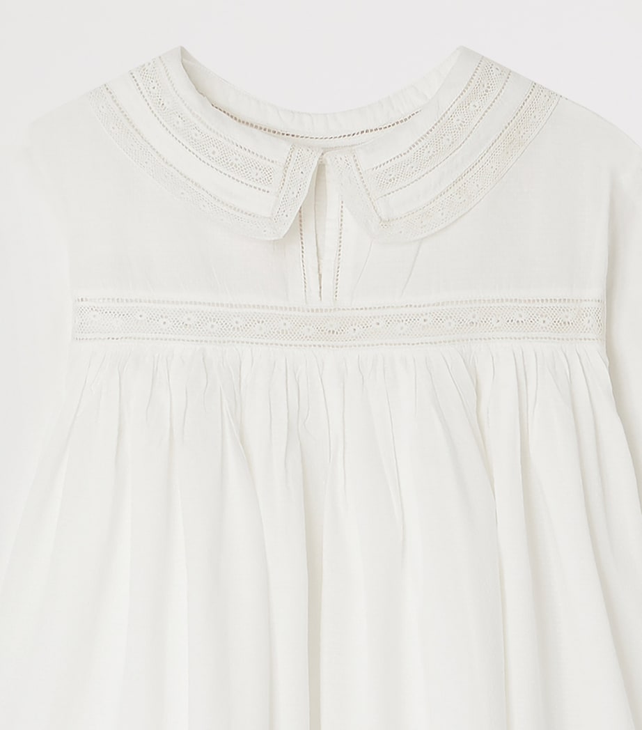 Bonpoint Cotton Blouse (4-8 Years) Blanc Lait Image 3