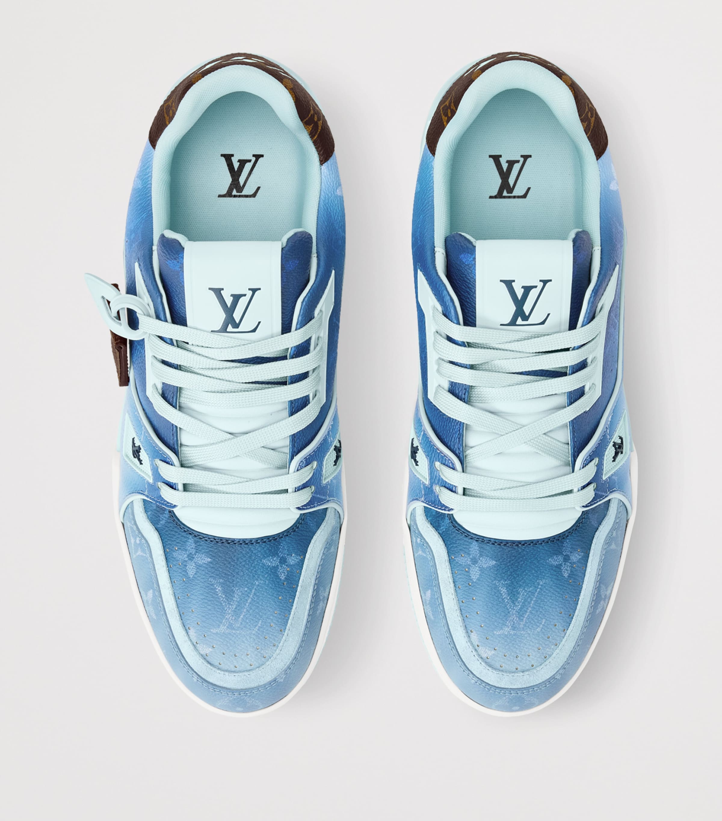 LOUIS VUITTON Leather LV Sneakers Blue Monogram Image 2
