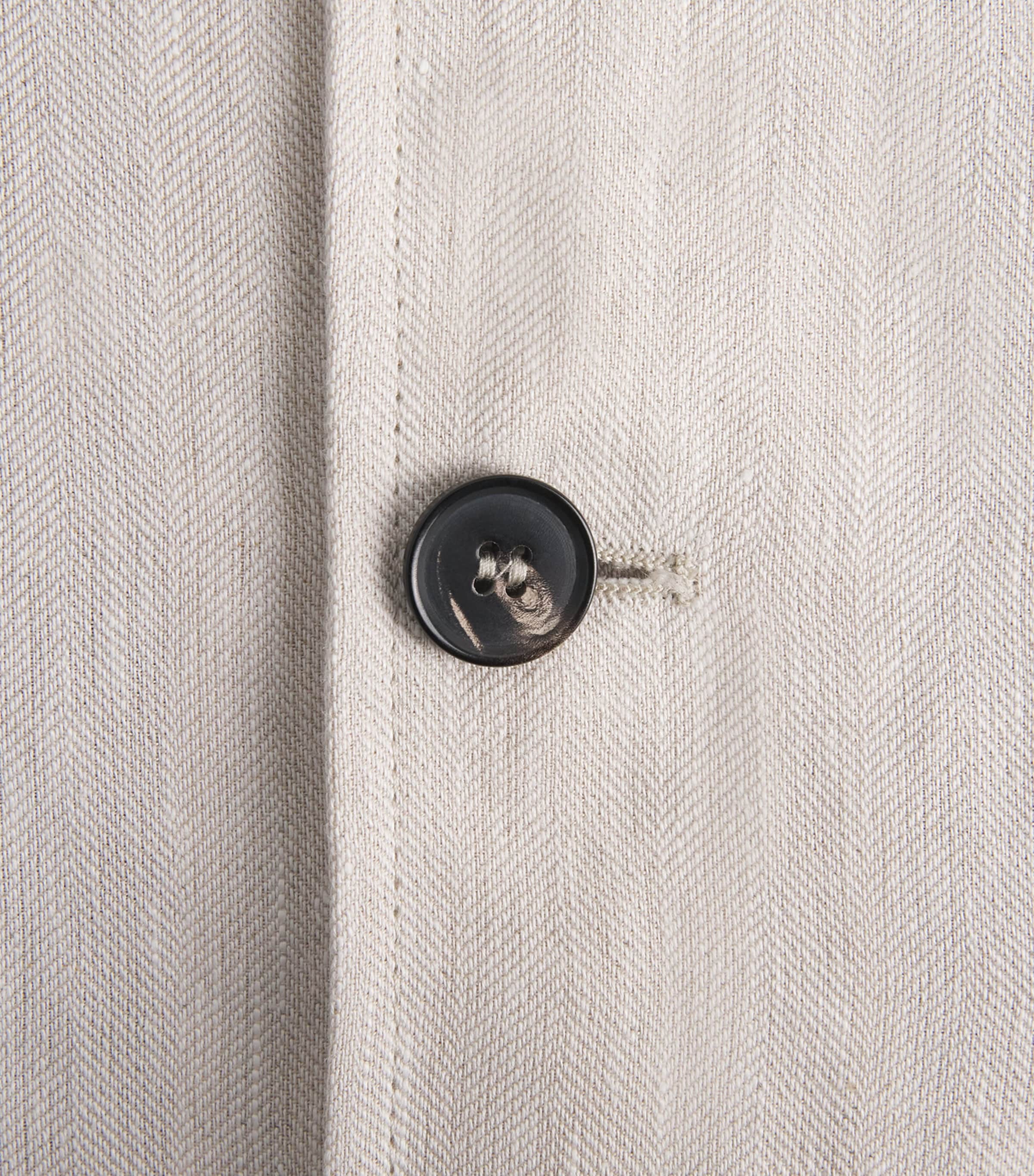 N.Peal Mens Linen-Cotton Herringbone Safari Jacket Chalk Image 6