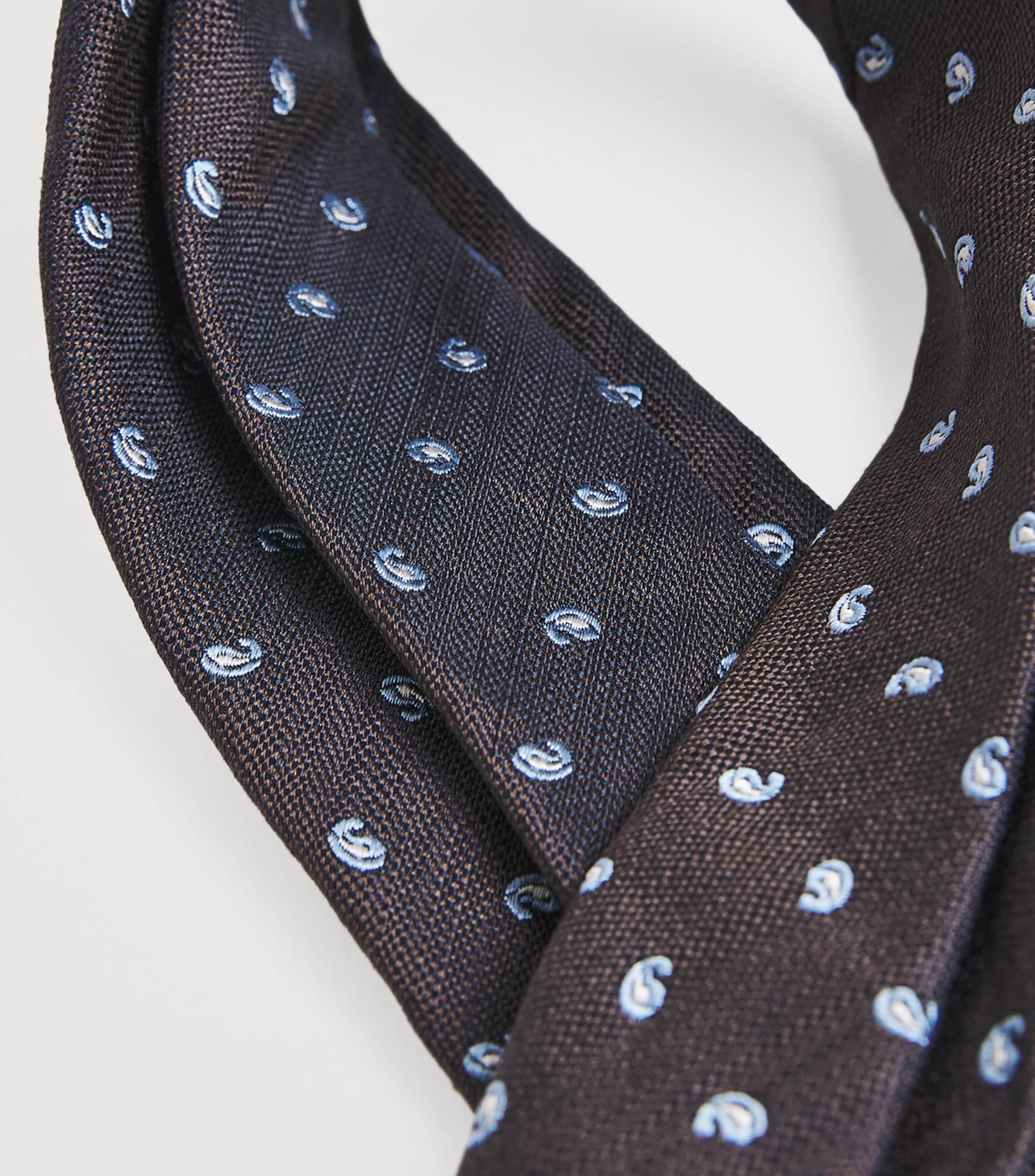 Paul Smith Silk-Linen Embroidered Paisley Tie Image 3