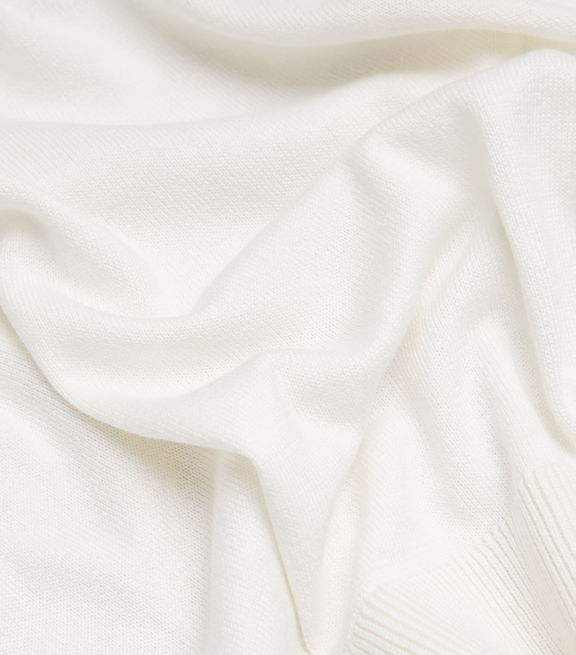 Silk-Cotton Ribbed-Trim T-Shirt WHITE Image 5