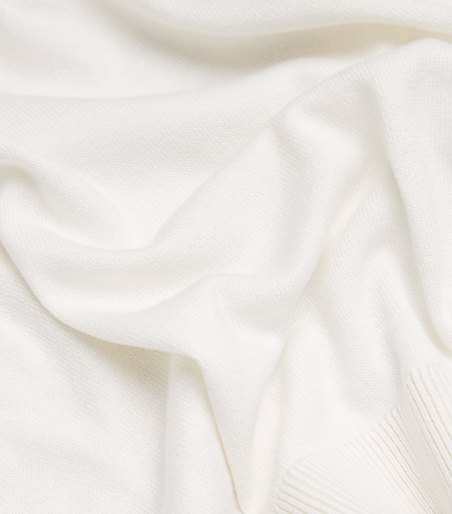 Silk-Cotton Ribbed-Trim T-Shirt WHITE Image 5