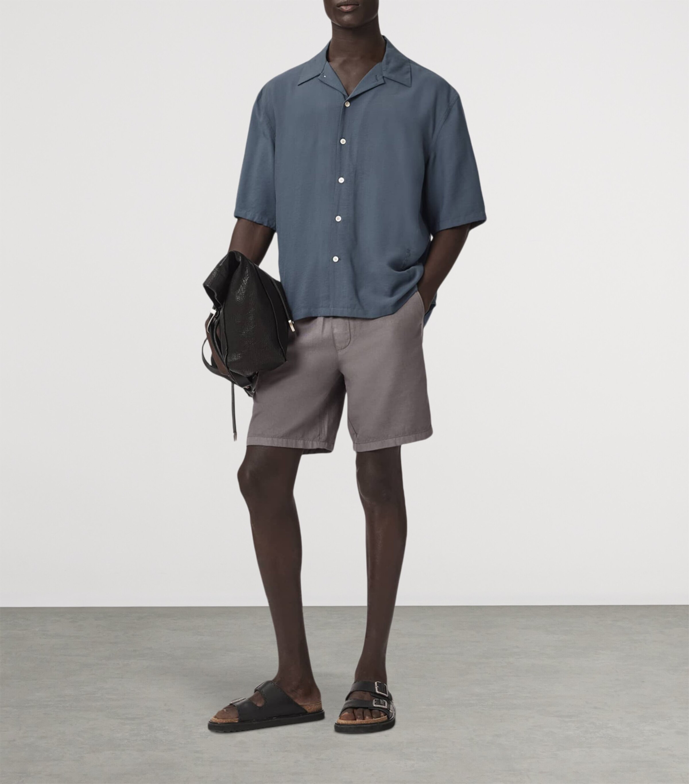 AllSaints Mens Purley Short-Sleeve Shirt Canis Grey Image 2