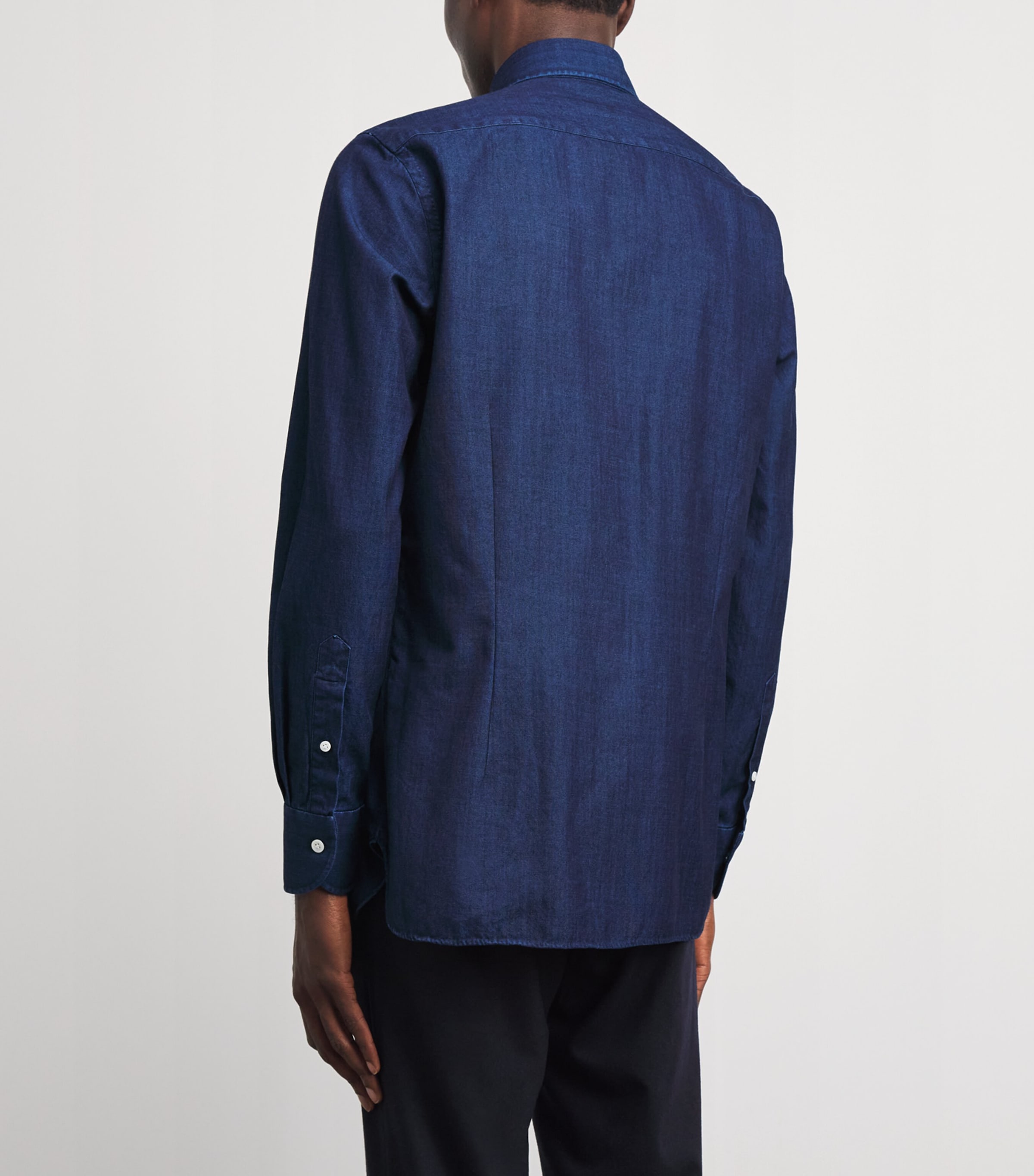 100HANDS Mens Denim Washed Shirt Dark Indigo Image 5
