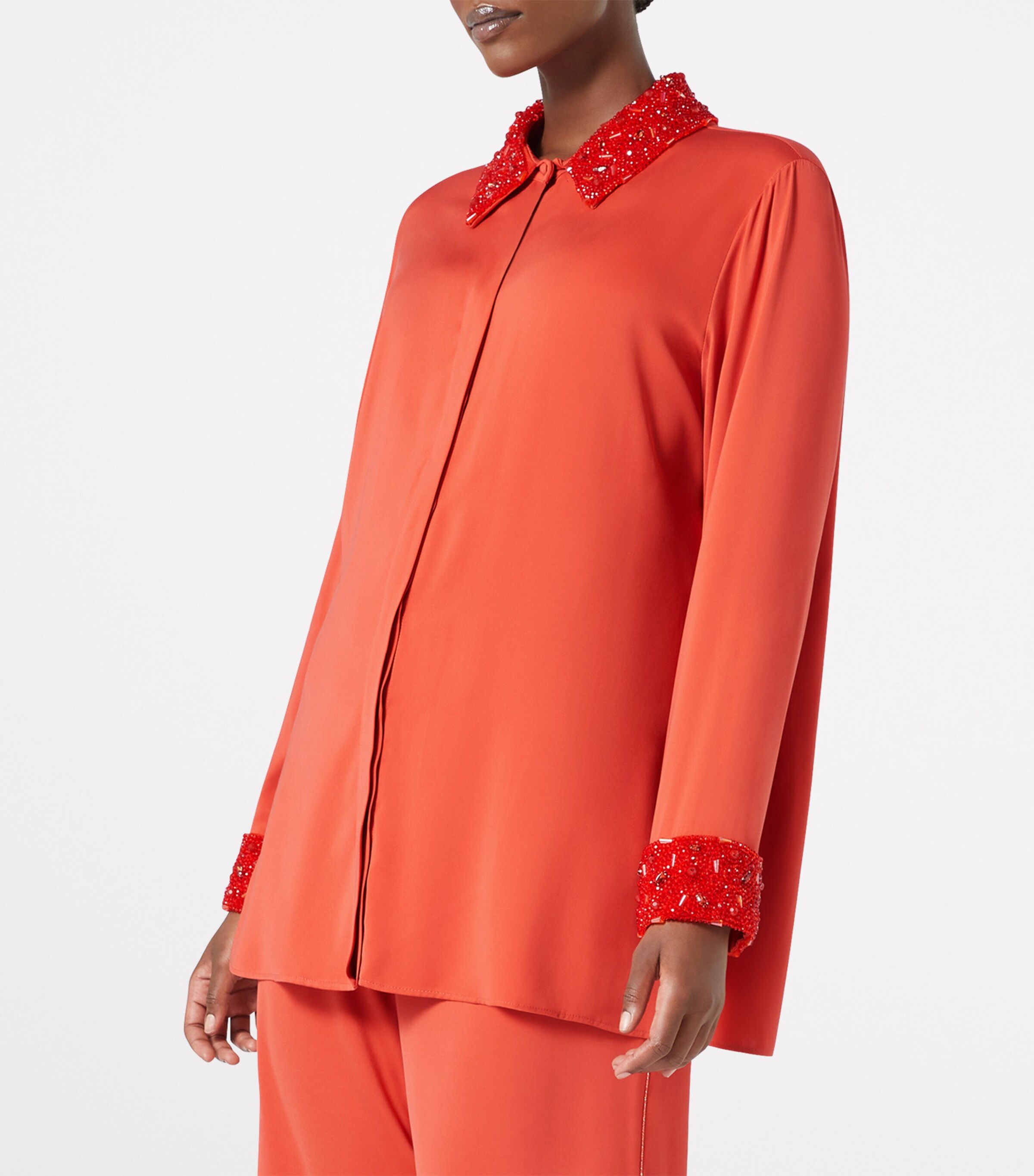 x Dima Ayad Embellished-Detail Zagara Shirt RED Image 2