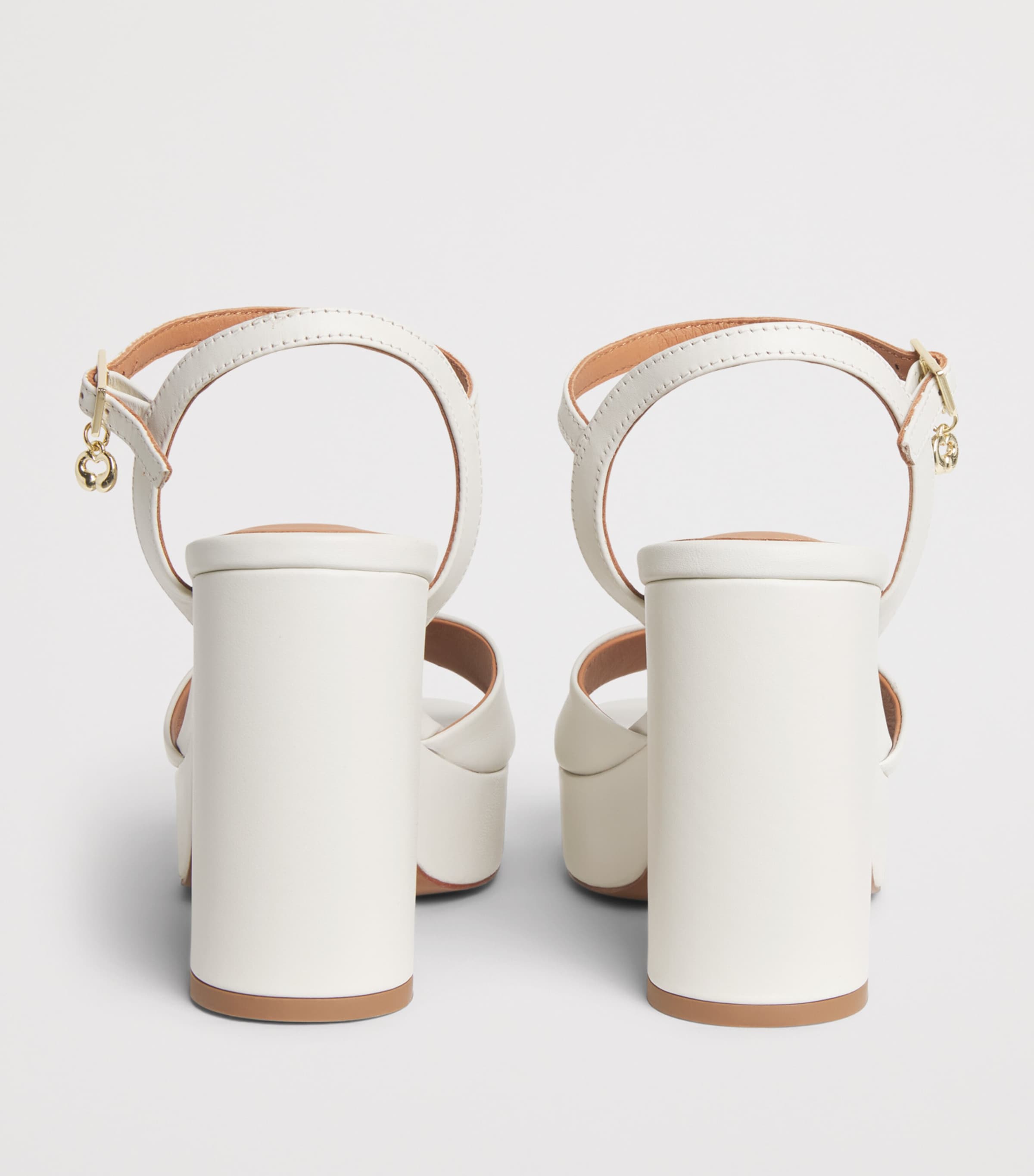 Maje Leather Platform Sandals 100 Ecru Image 4