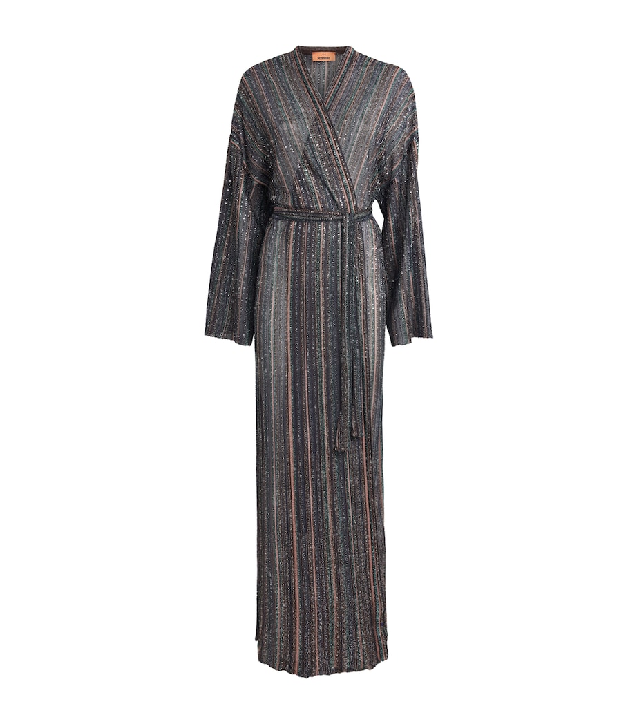 Missoni Womens Sequin-Embellished Stripe Cardigan Drk Brown Tone Image 1
