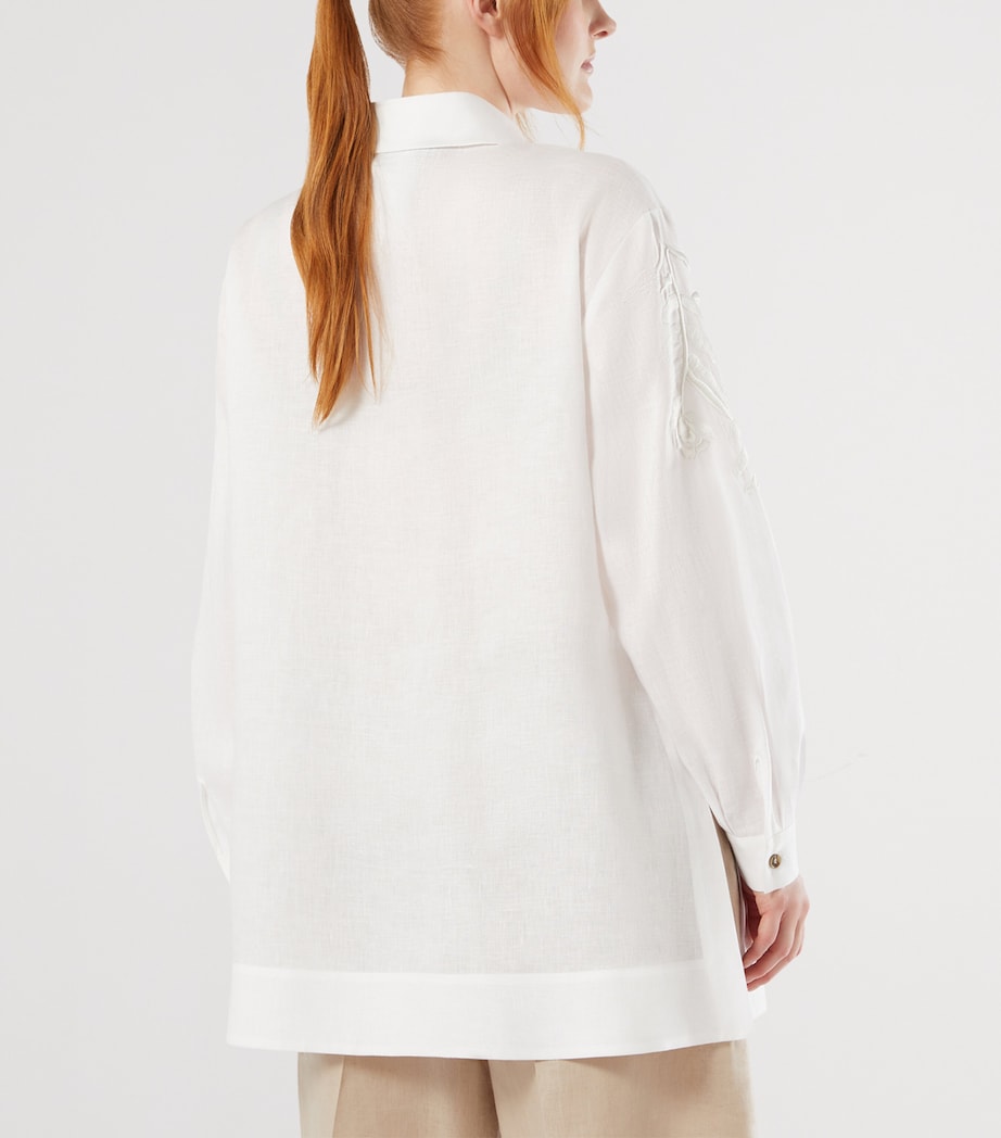 Marina Rinaldi Womens Linen Embroidered Longline Shirt Optical White Image 4