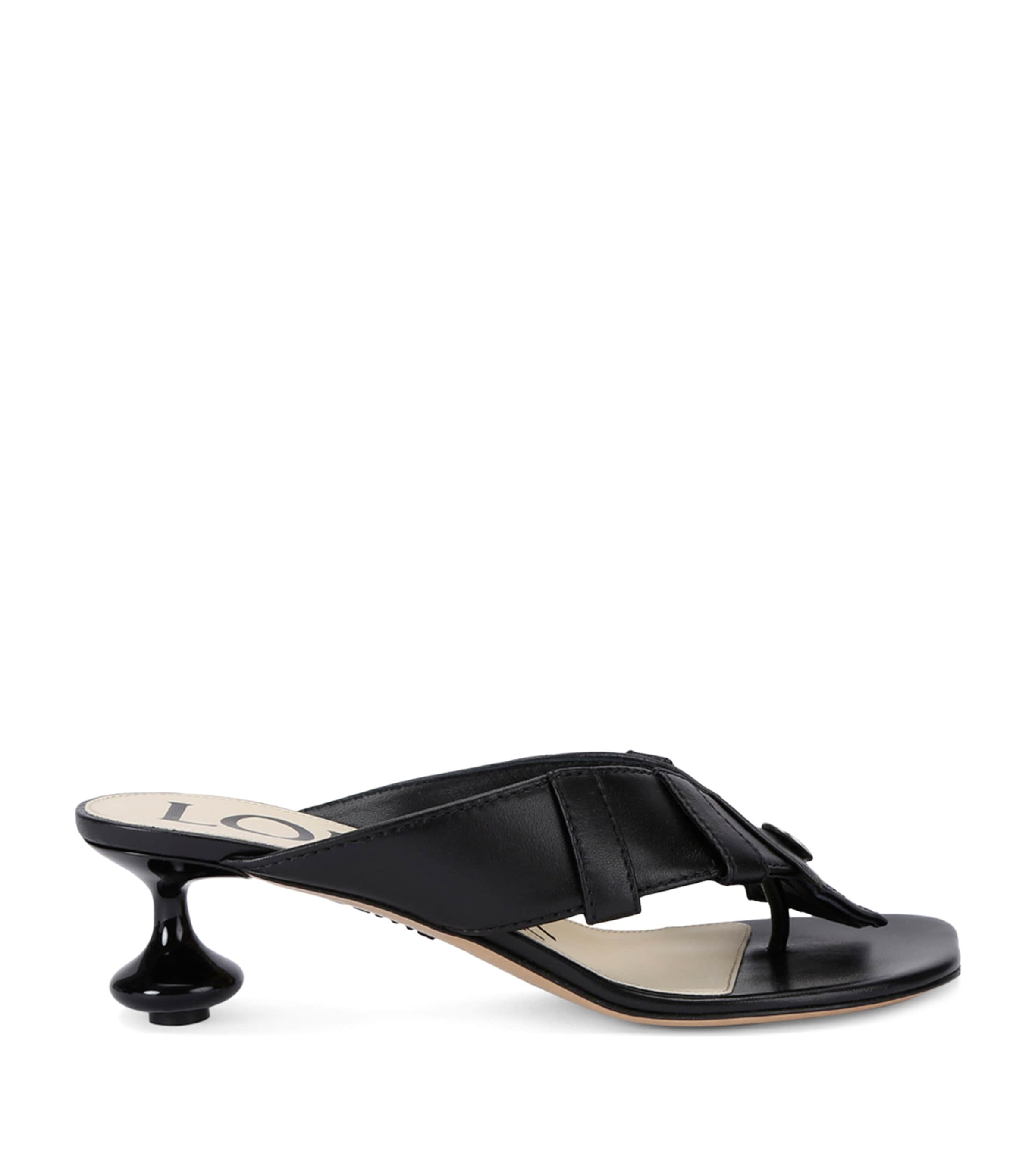 Loewe Toy Panta Toe Post Heeled Sandals 45 In Black