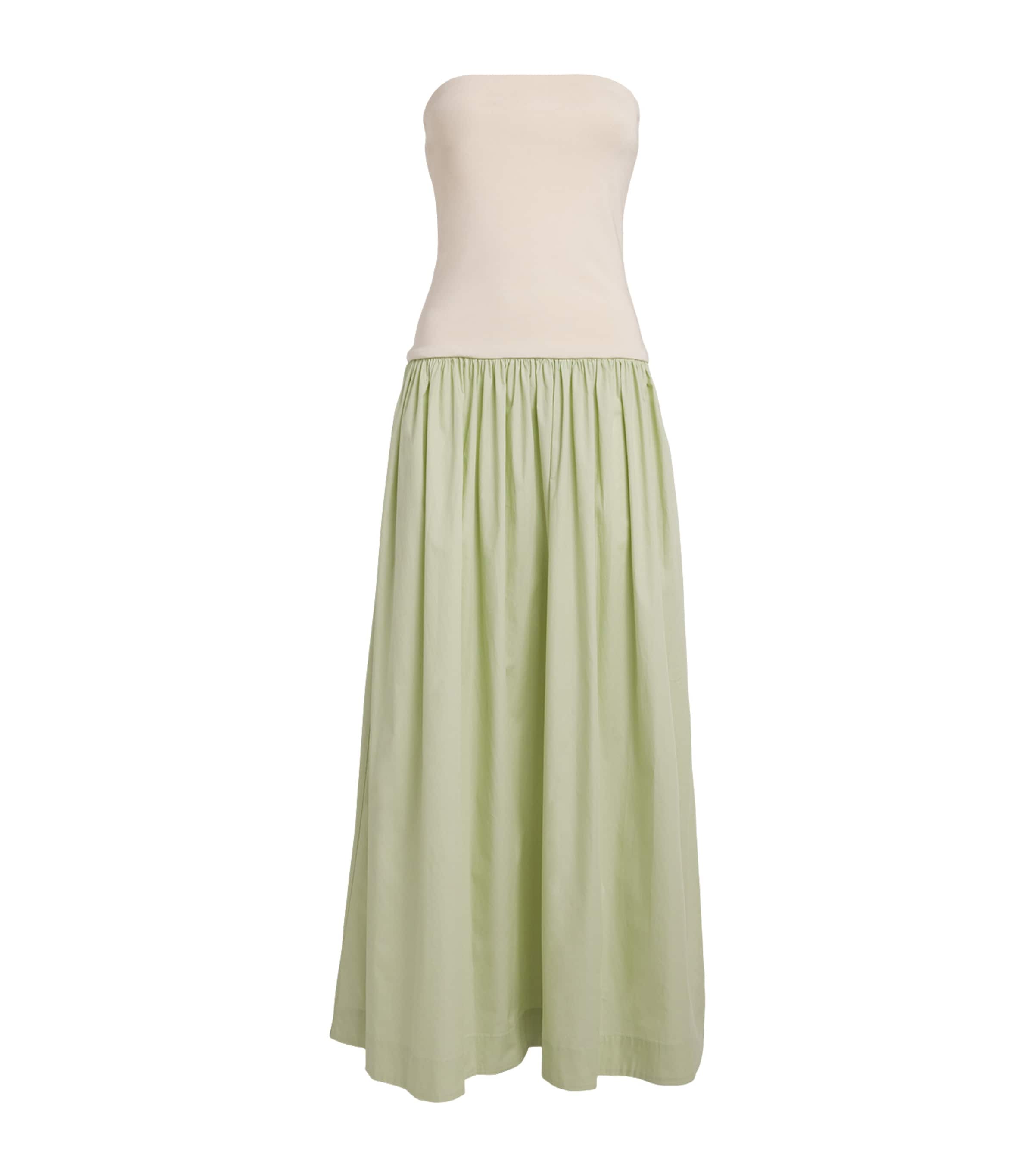 Cotton Knit Maxi Dress CREMA / PISTACHIO Image 1