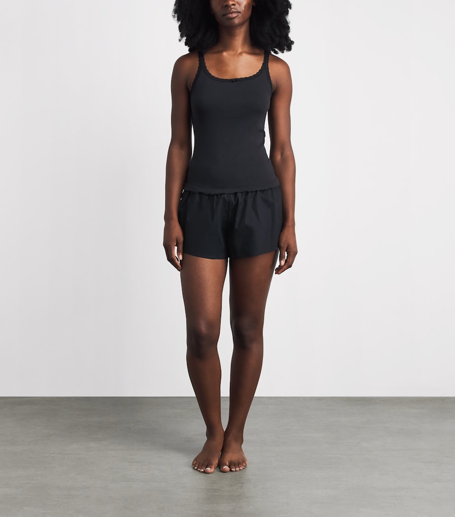 Skims Womens Pointelle Cami Pyjama Top Onyx Image 2