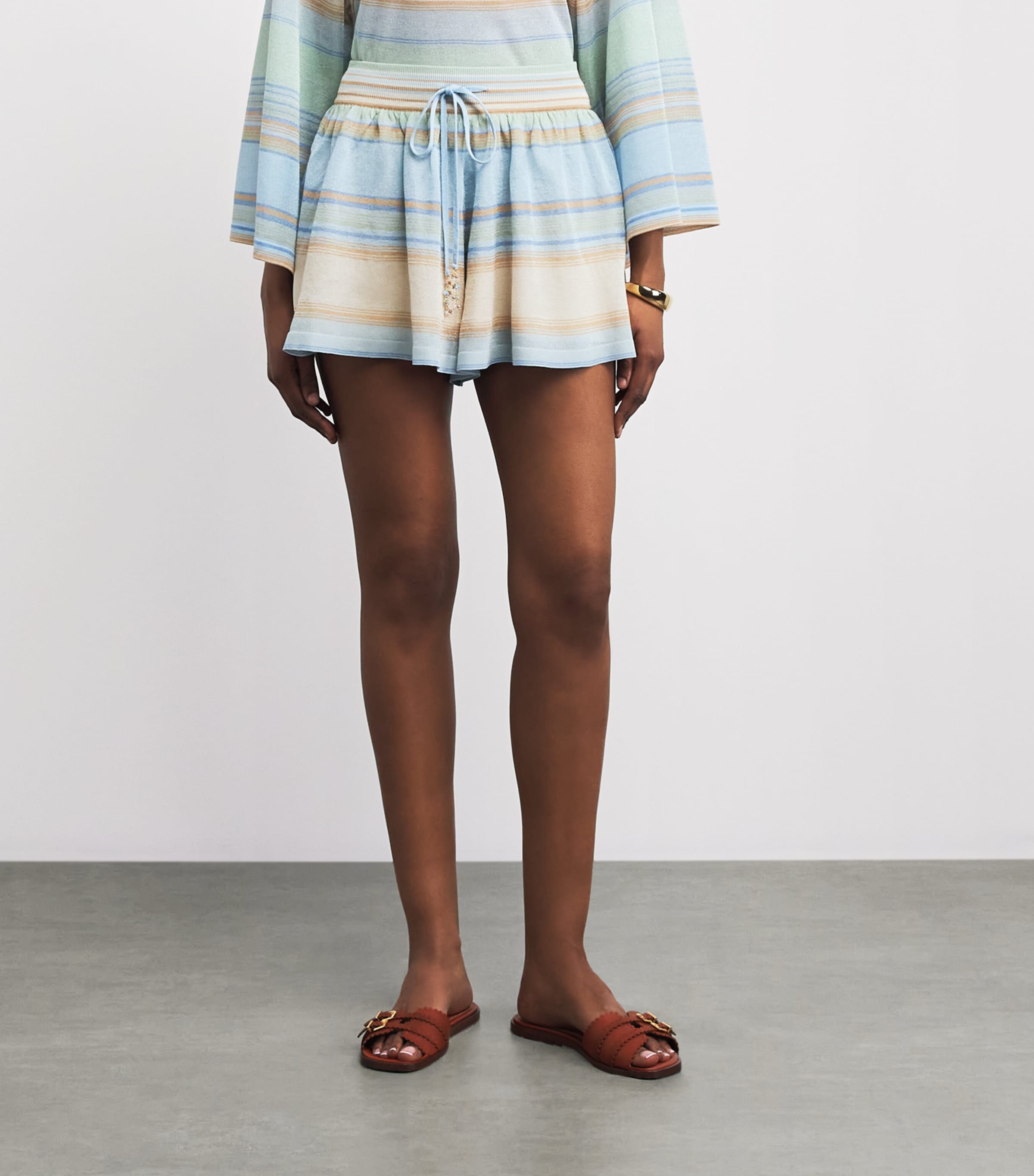 Zimmermann Womens Indra Stripe Shorts Blue Multi Image 4