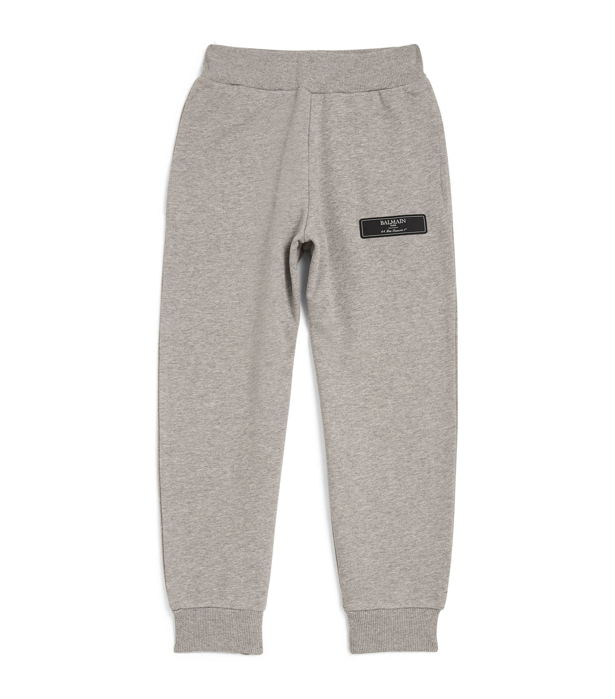 Shop Balmain Tapered Logo Sweatpants In Grey