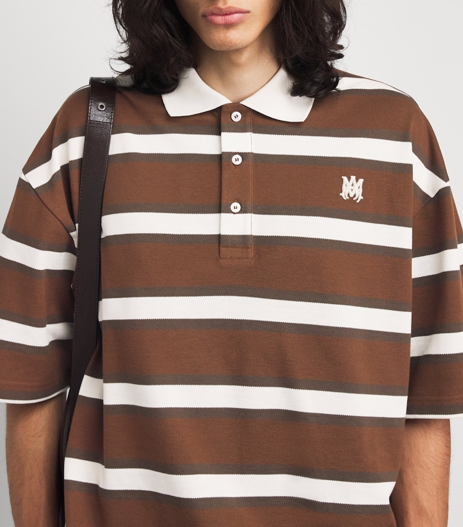 AMIRI Mens Cotton Stripe Logo T-Shirt Tobacco Image 3