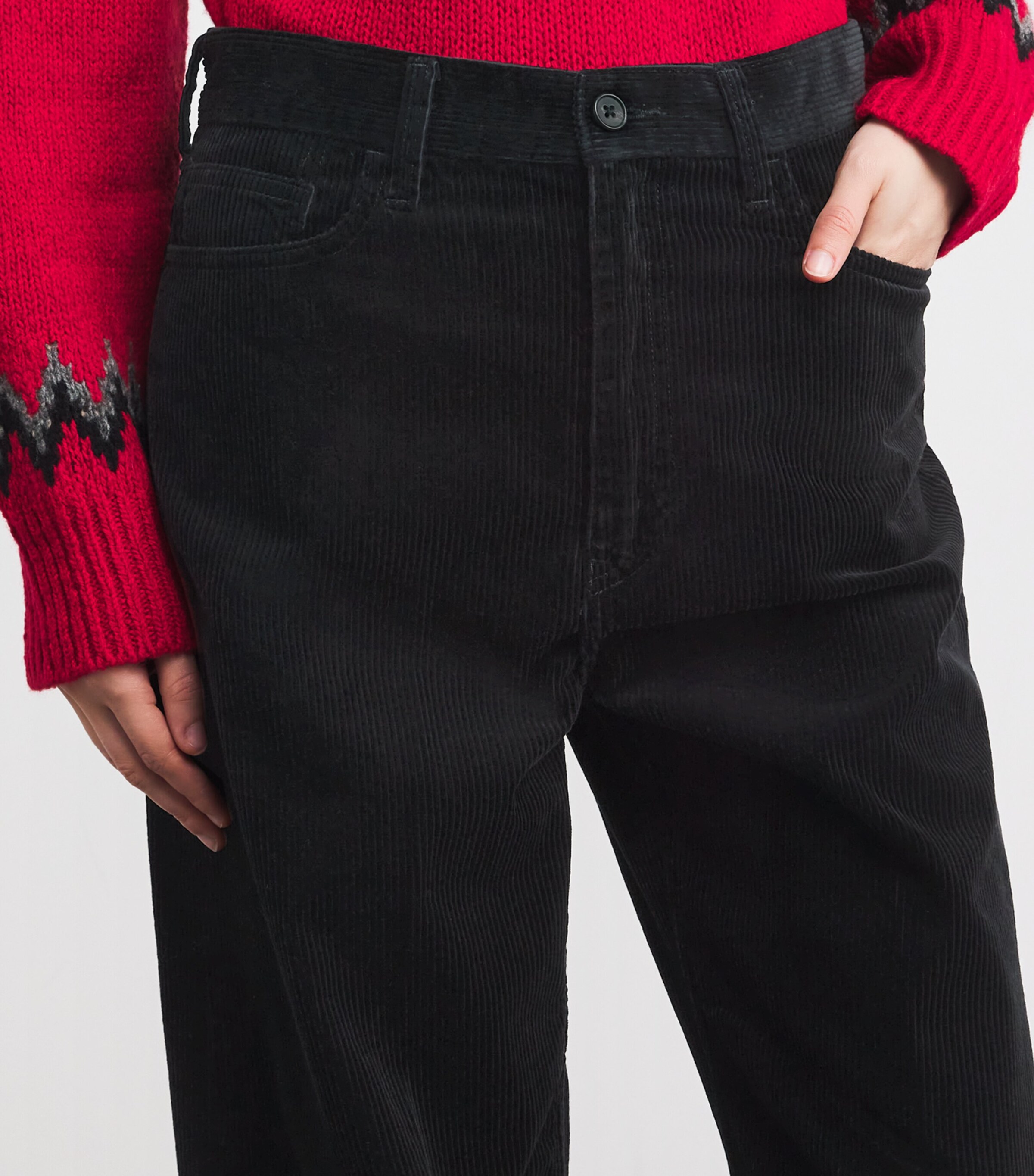 Cotton Corduroy Wide-Leg Trousers POLO BLACK Image 6